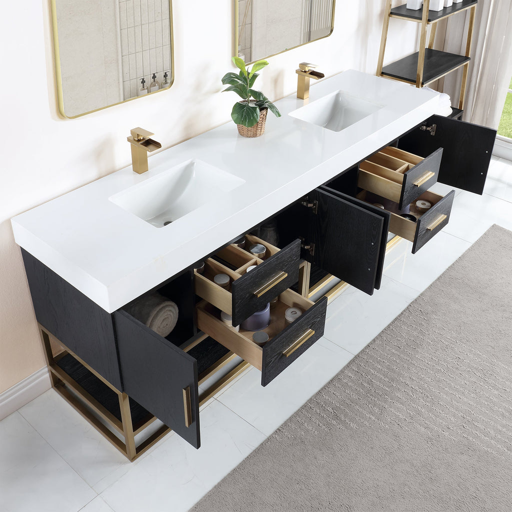 Altair Designs Bianco 72"/84" double vanity with top - 552072G-BO-WH-NM