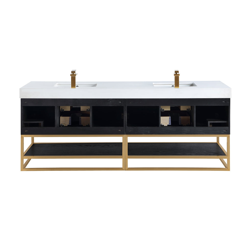 Altair Designs Bianco 72"/84" double vanity with top - 552072G-BO-WH-NM