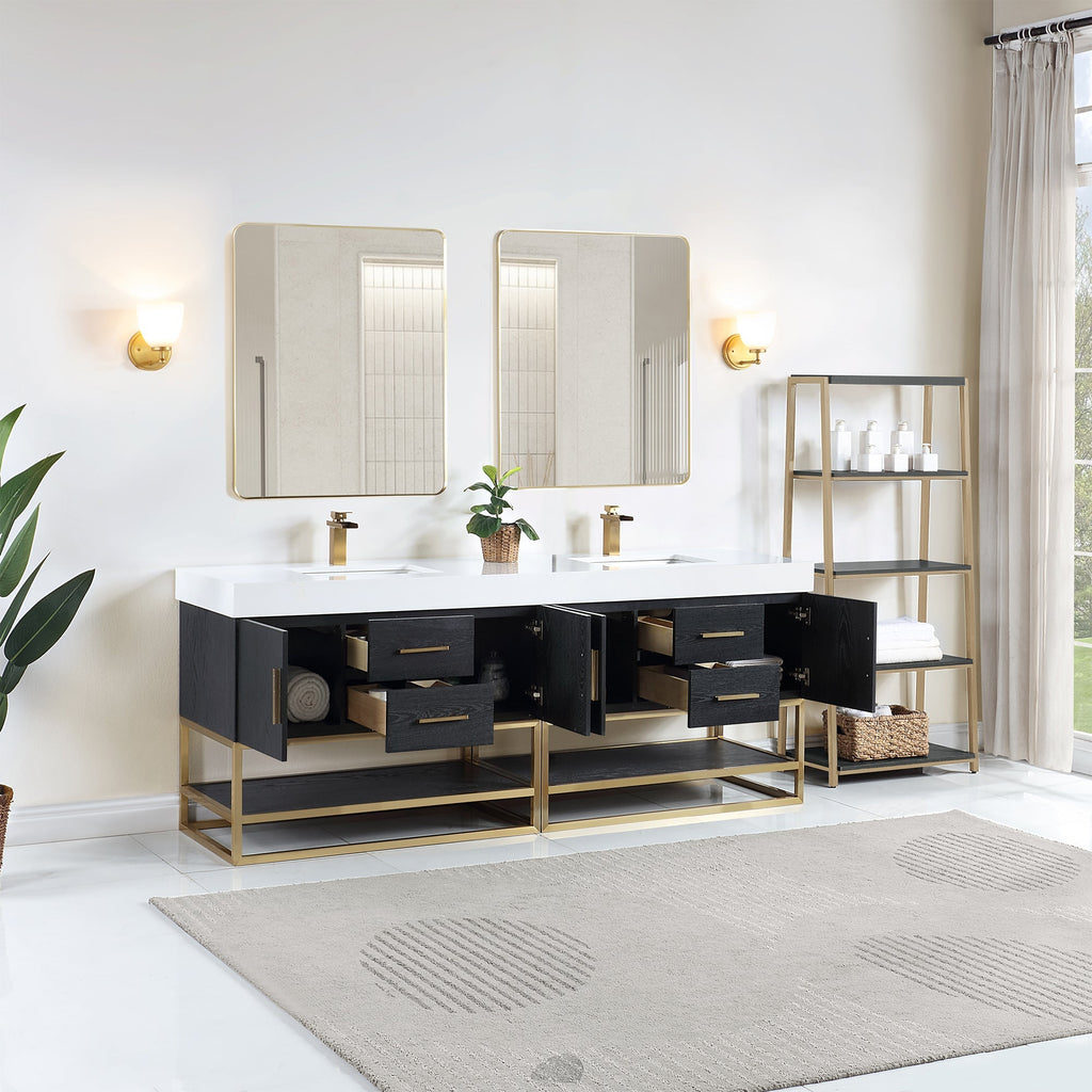 Altair Designs Bianco 72"/84" double vanity with top - 552072G-BO-WH-NM