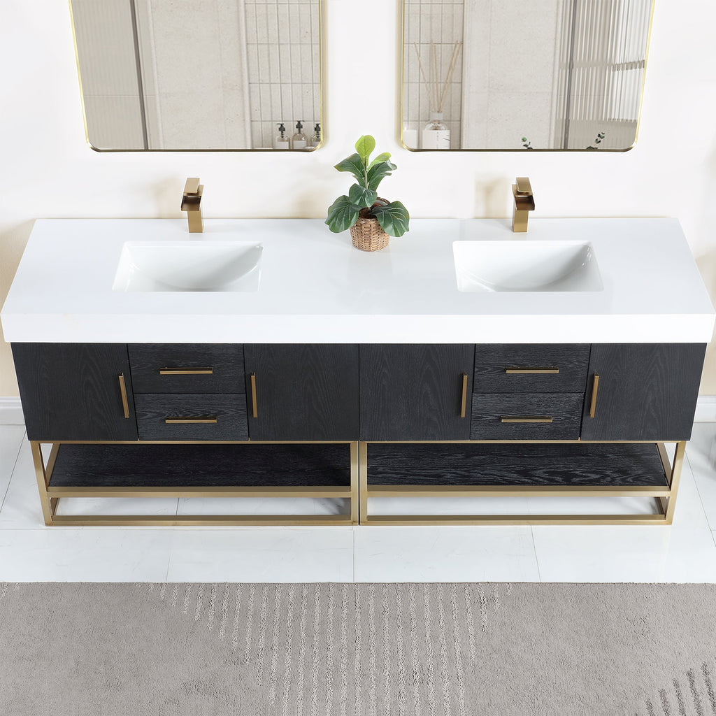 Altair Designs Bianco 72"/84" double vanity with top - 552072G-BO-WH-NM