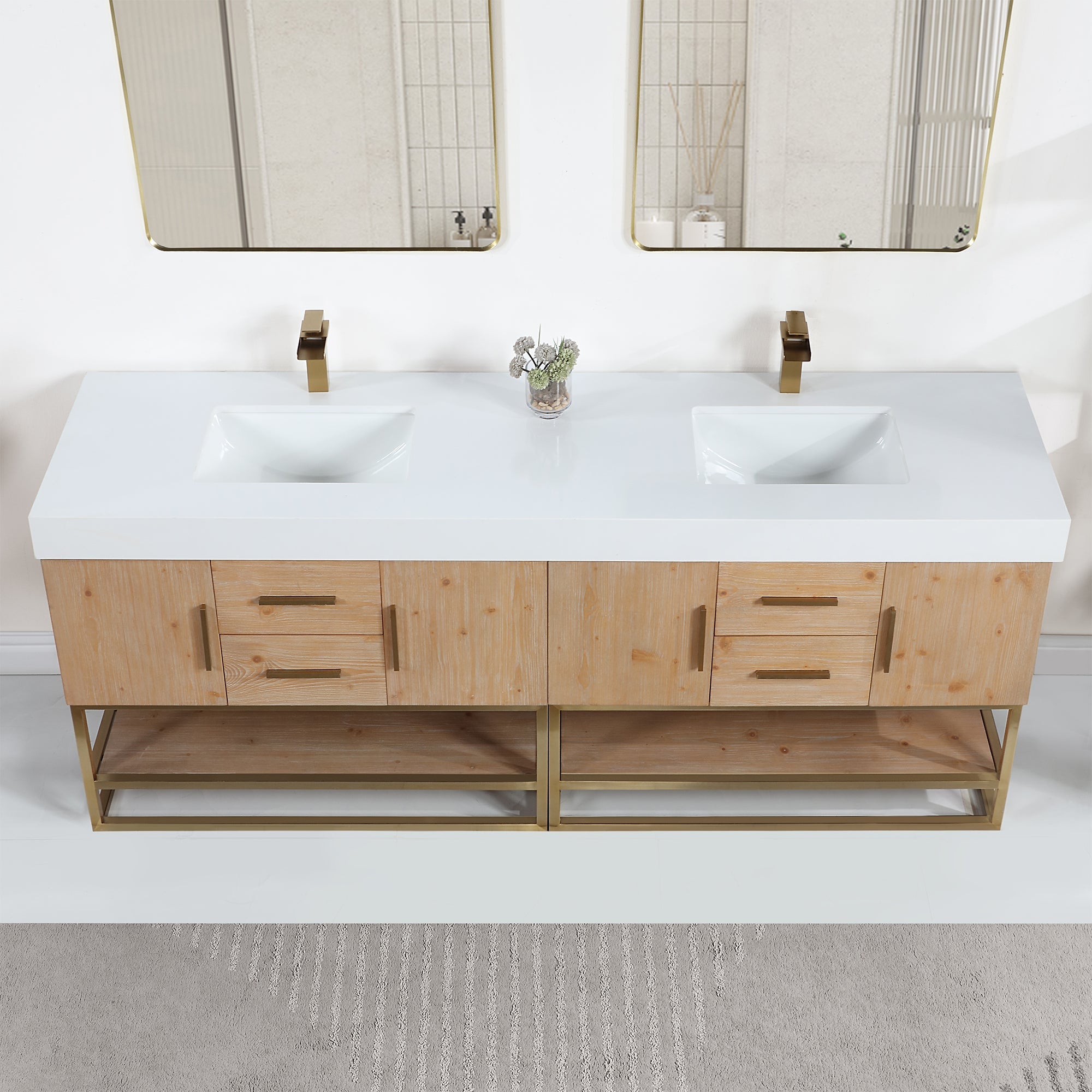Altair Designs 60"/72"/84" single/double vanity with top - 552060B-LB-WH-NM