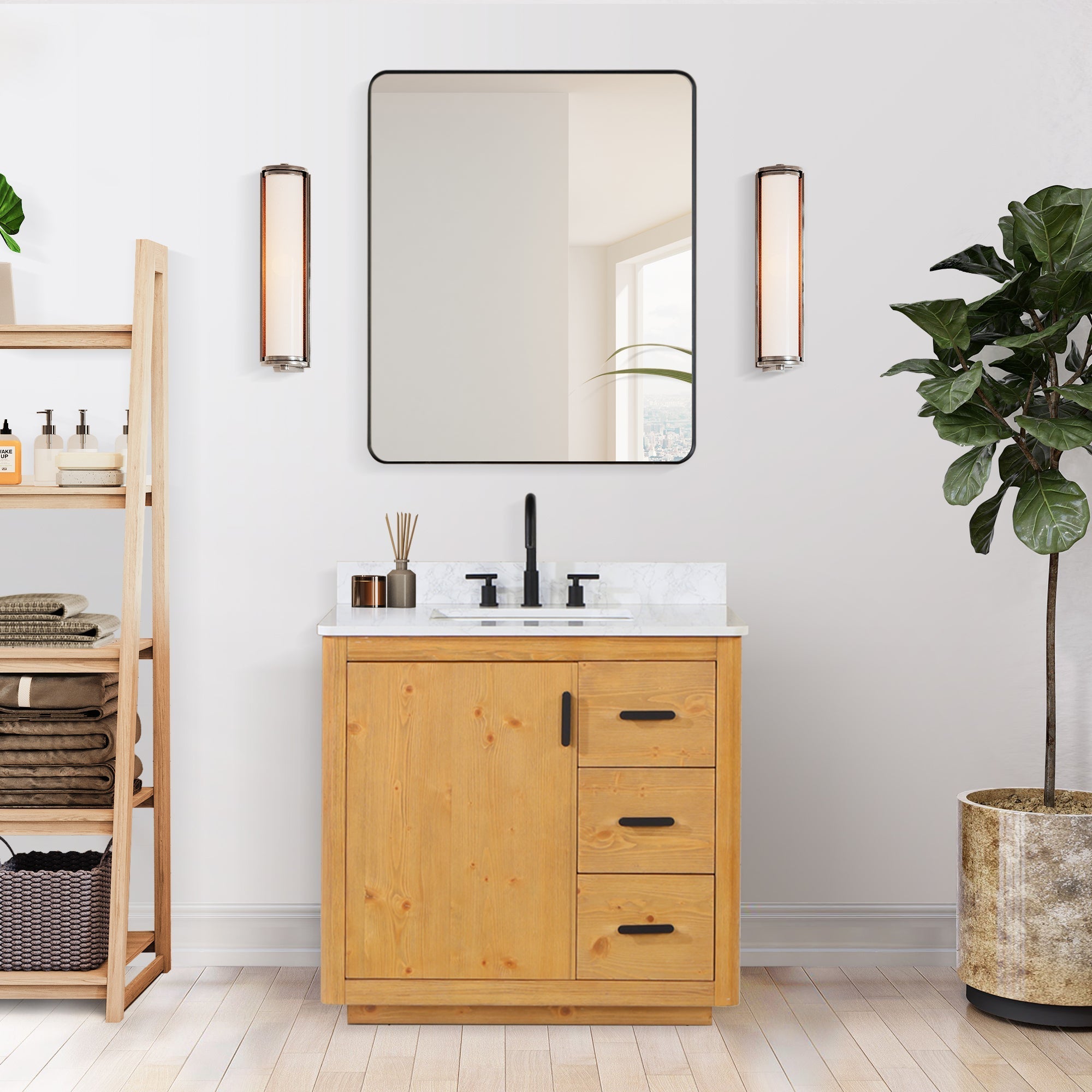 Altair Designs 36" single vanity with top - 556036-NW-GW
