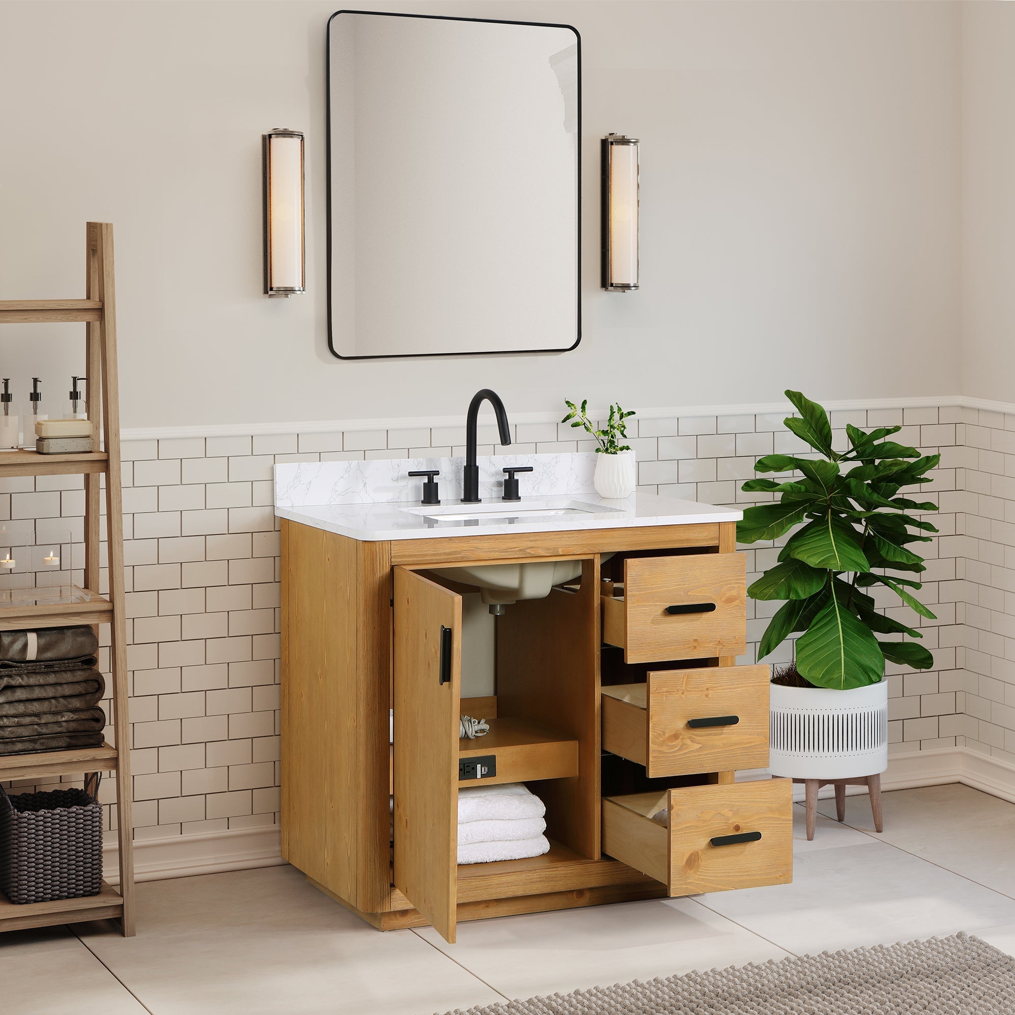 Altair Designs 36" single vanity with top - 556036-NW-GW