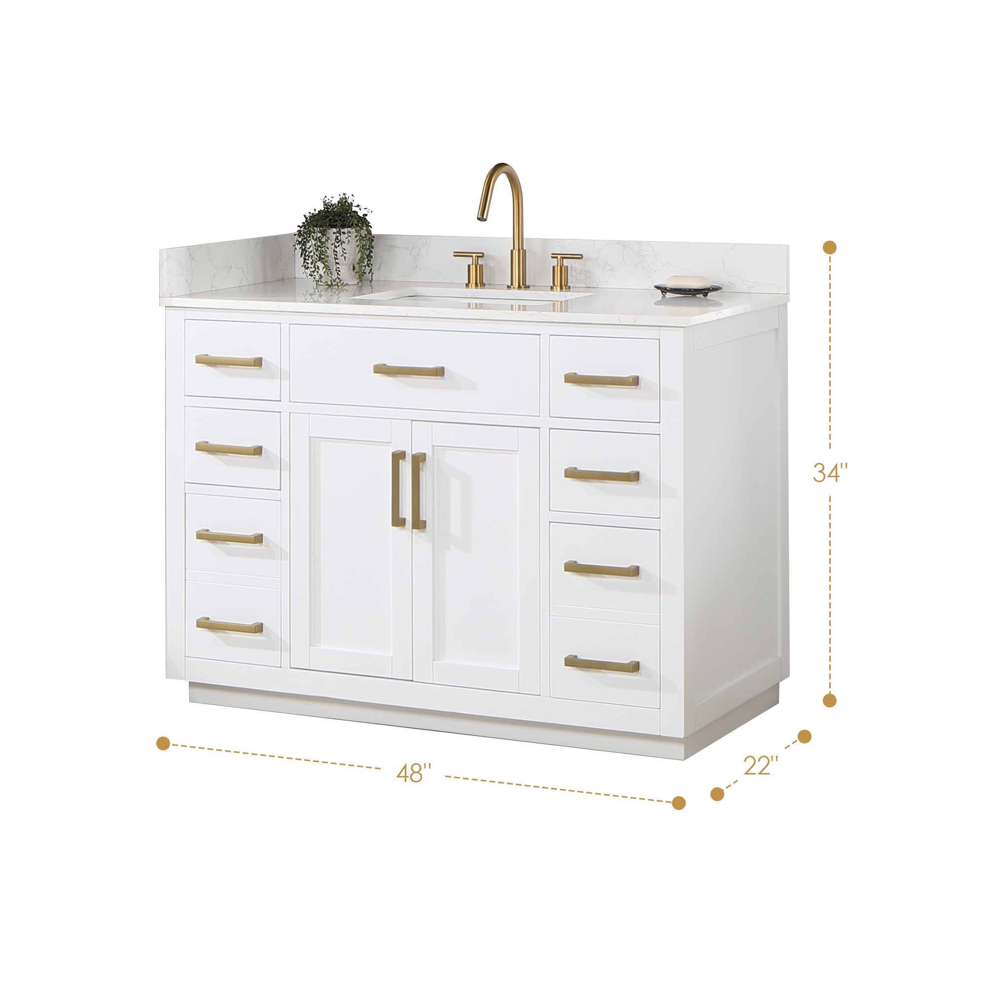 Altair Designs 48" single vanity with top - 557048-RB-GW-NM