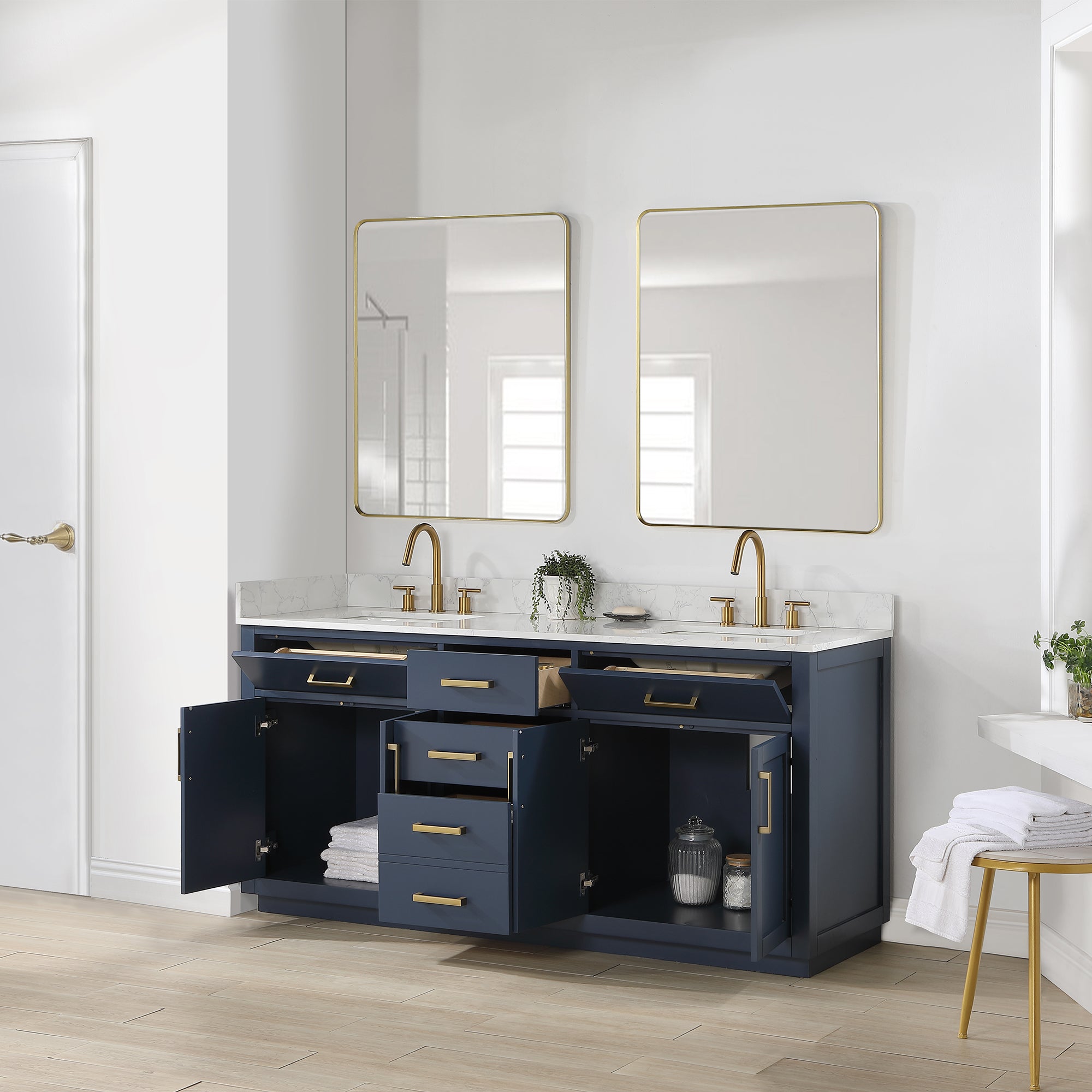 Altair Designs 72" double vanity with top - 557072-WH-GW-NM