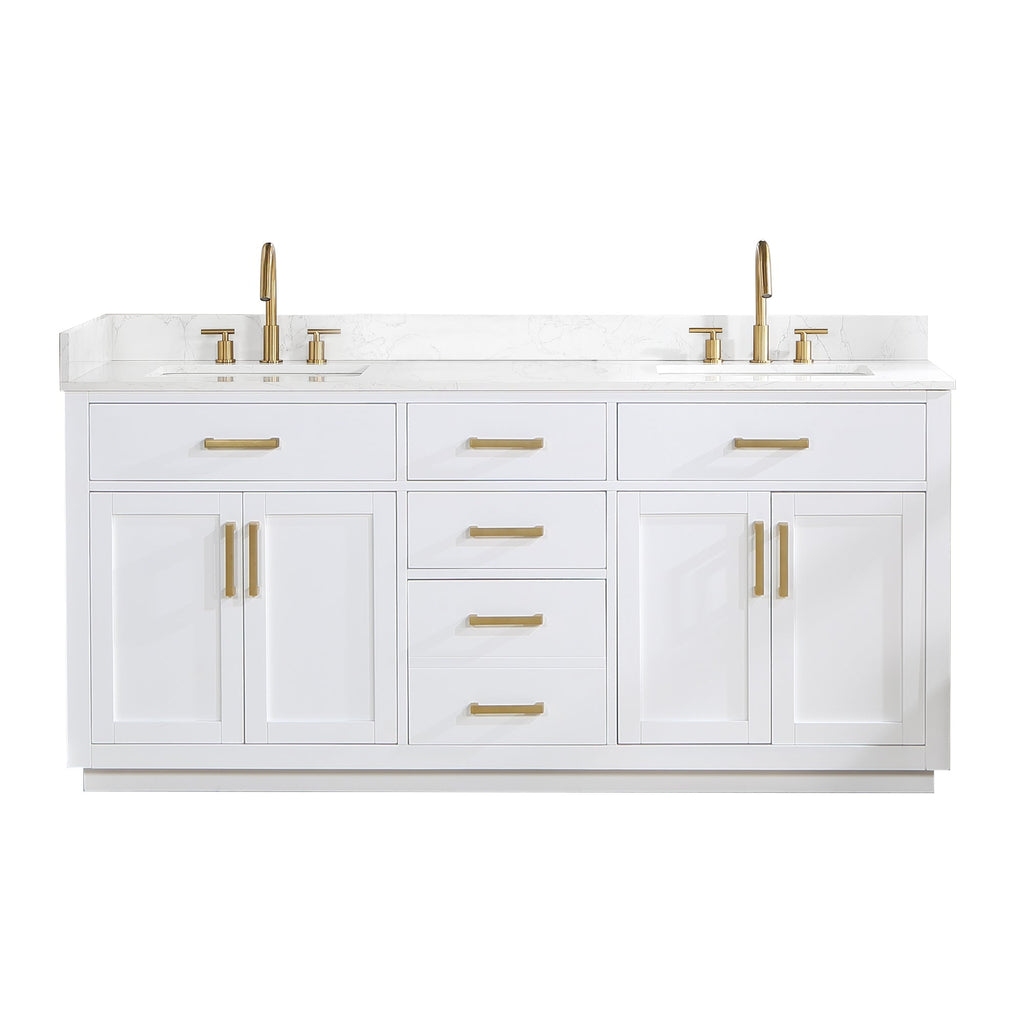 Altair Designs 72" double vanity with top - 557072-WH-GW-NM