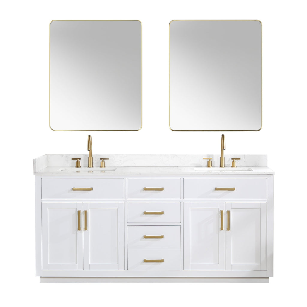 Altair Designs 72" double vanity with top - 557072-WH-GW-NM