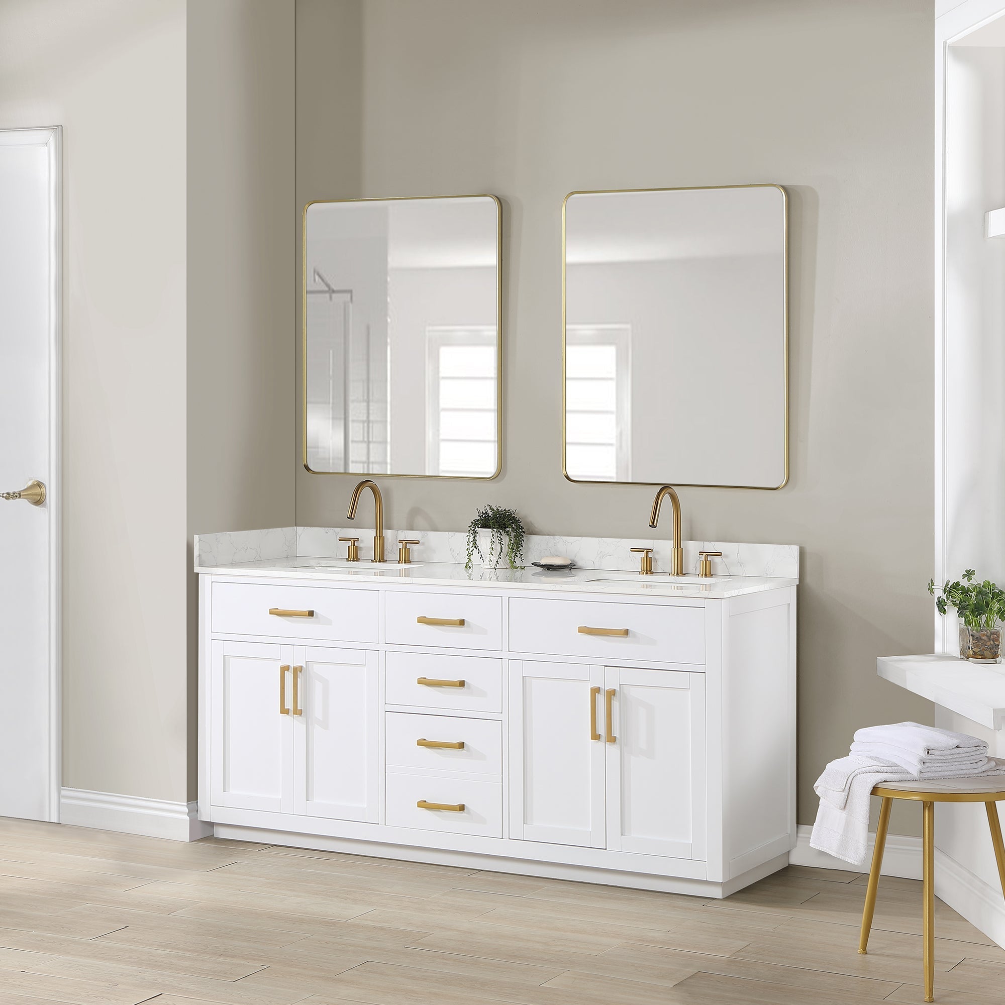 Altair Designs 72" double vanity with top - 557072-WH-GW-NM