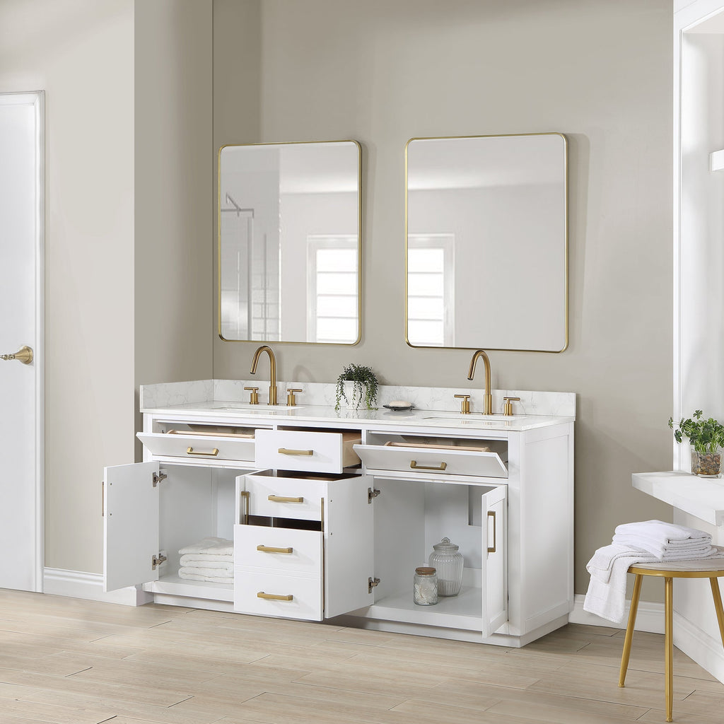 Altair Designs 72" double vanity with top - 557072-WH-GW-NM