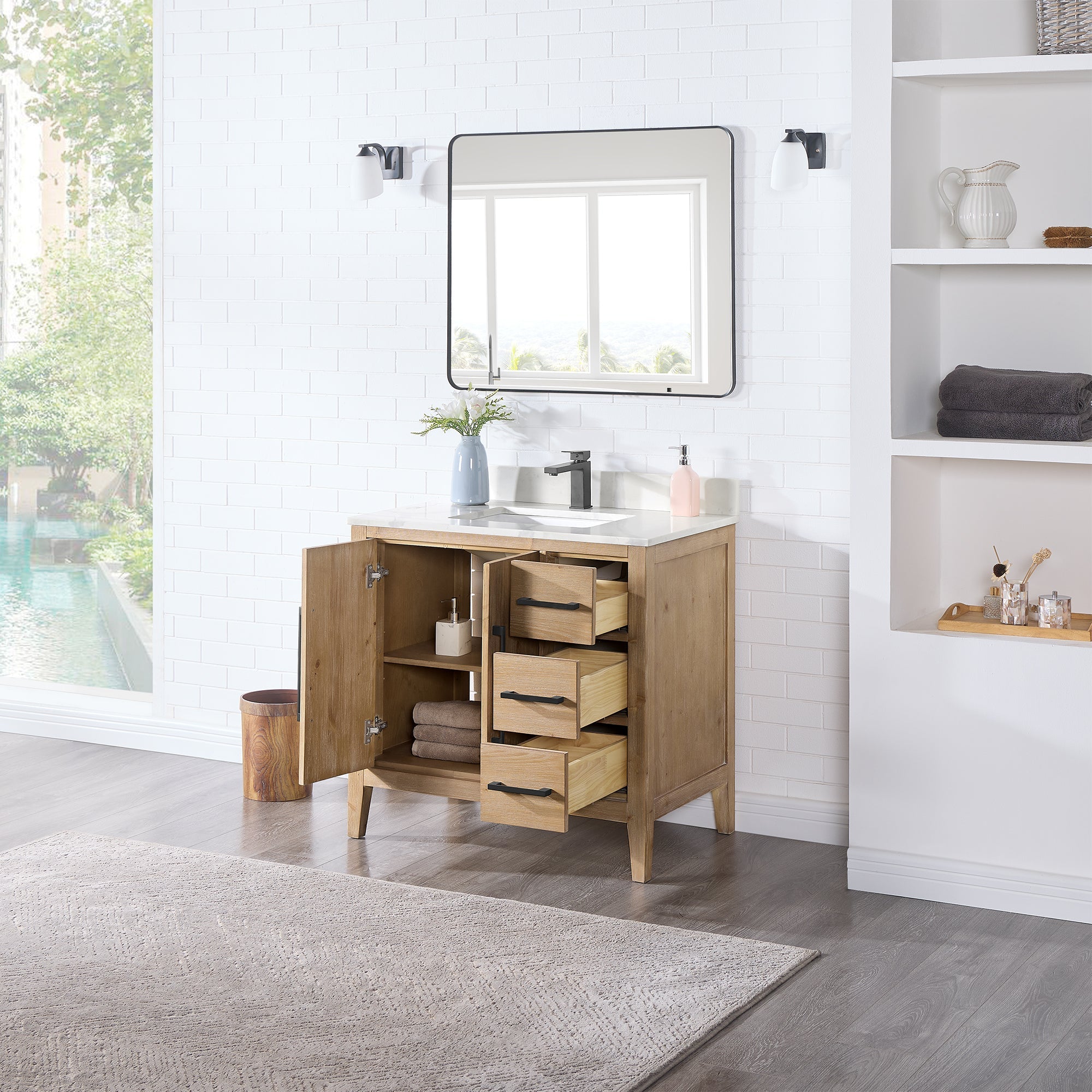 Altair Designs Laurel 36" single vanity with top - 558036-WF-CWQ-NM