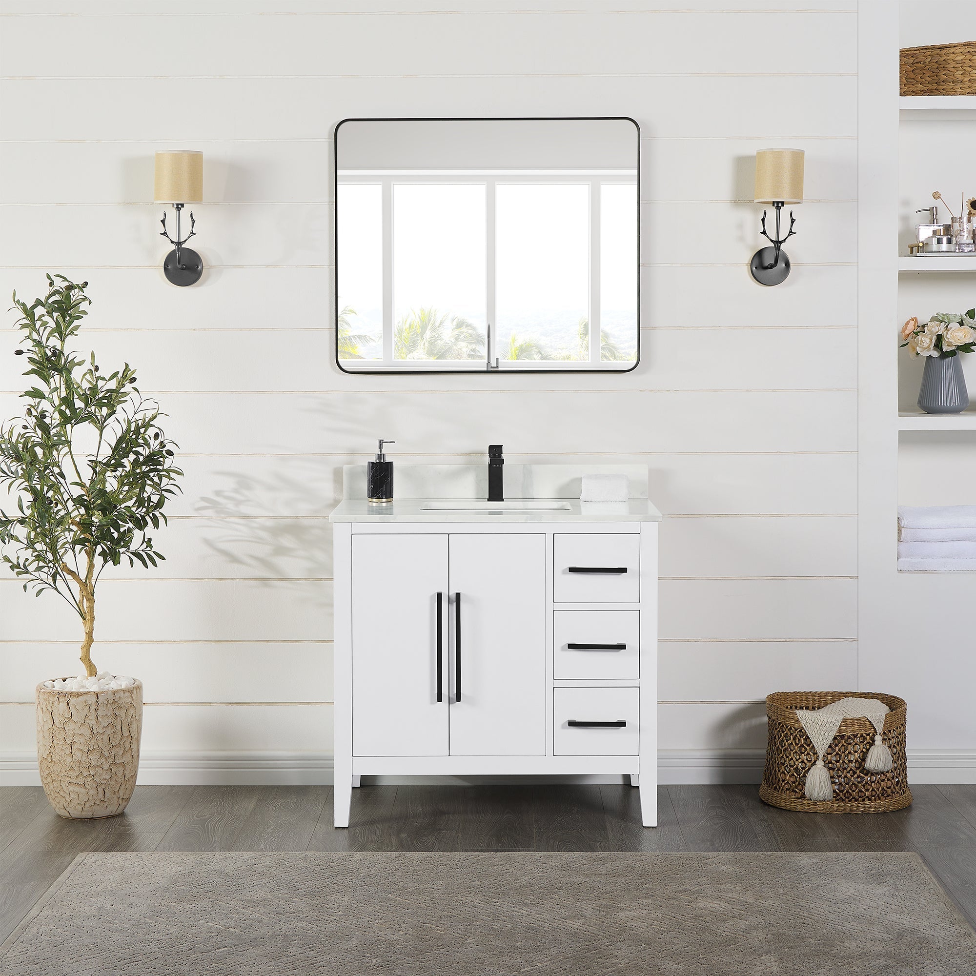 Altair Designs Laurel 36" single vanity with top - 558036-WF-CWQ-NM