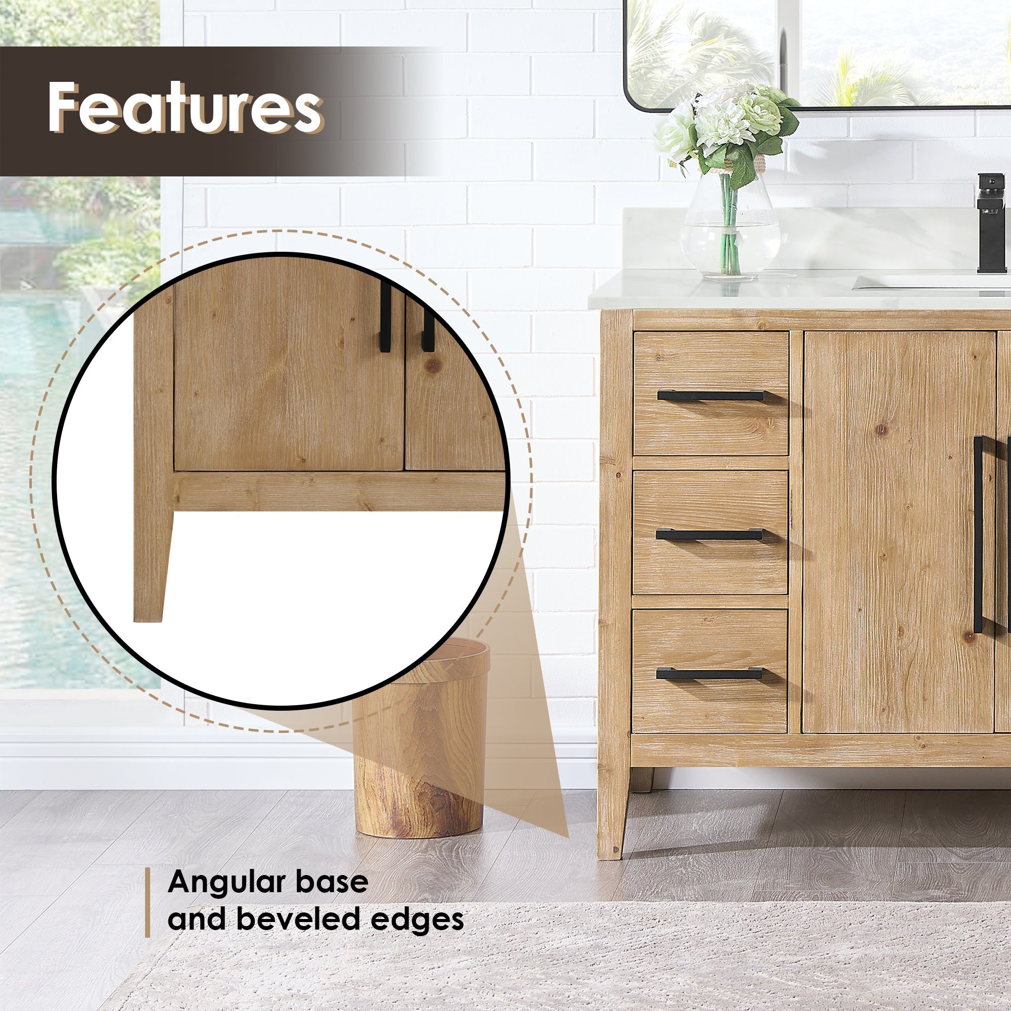 Altair Designs Laurel 48" single vanity with top - 558048-WH-CWQ-NM