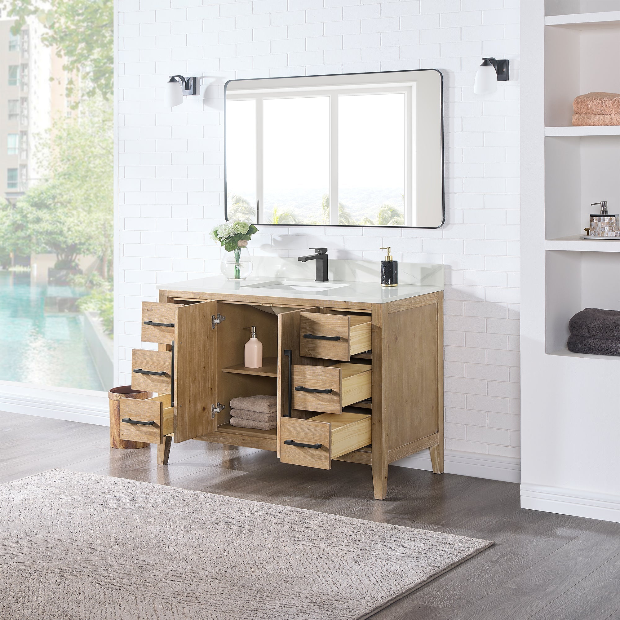 Altair Designs Laurel 48" single vanity with top - 558048-WH-CWQ-NM