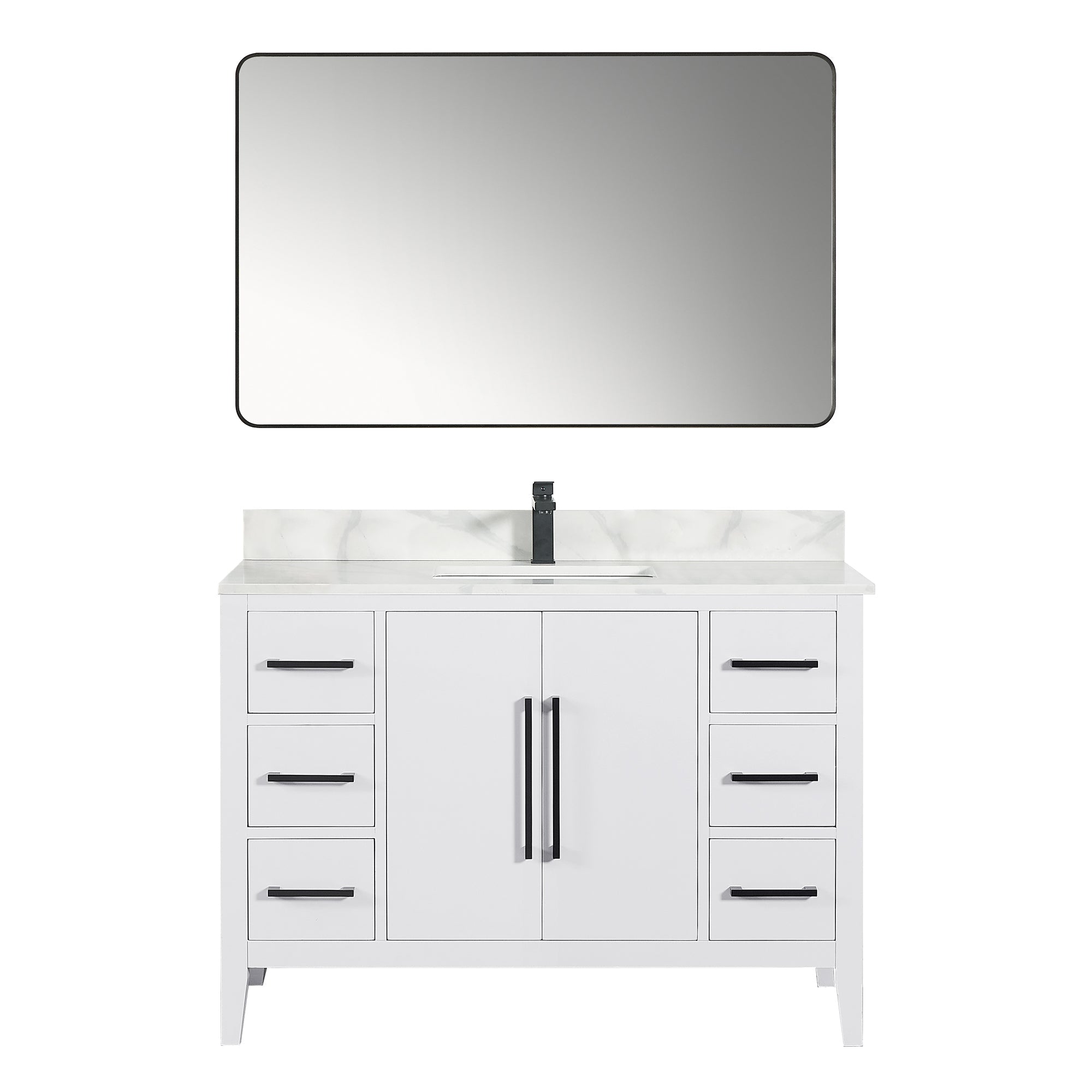 Altair Designs Laurel 48" single vanity with top - 558048-WH-CWQ-NM