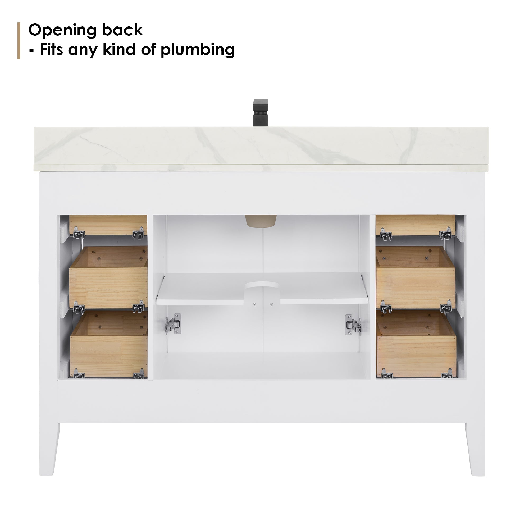 Altair Designs Laurel 48" single vanity with top - 558048-WH-CWQ-NM