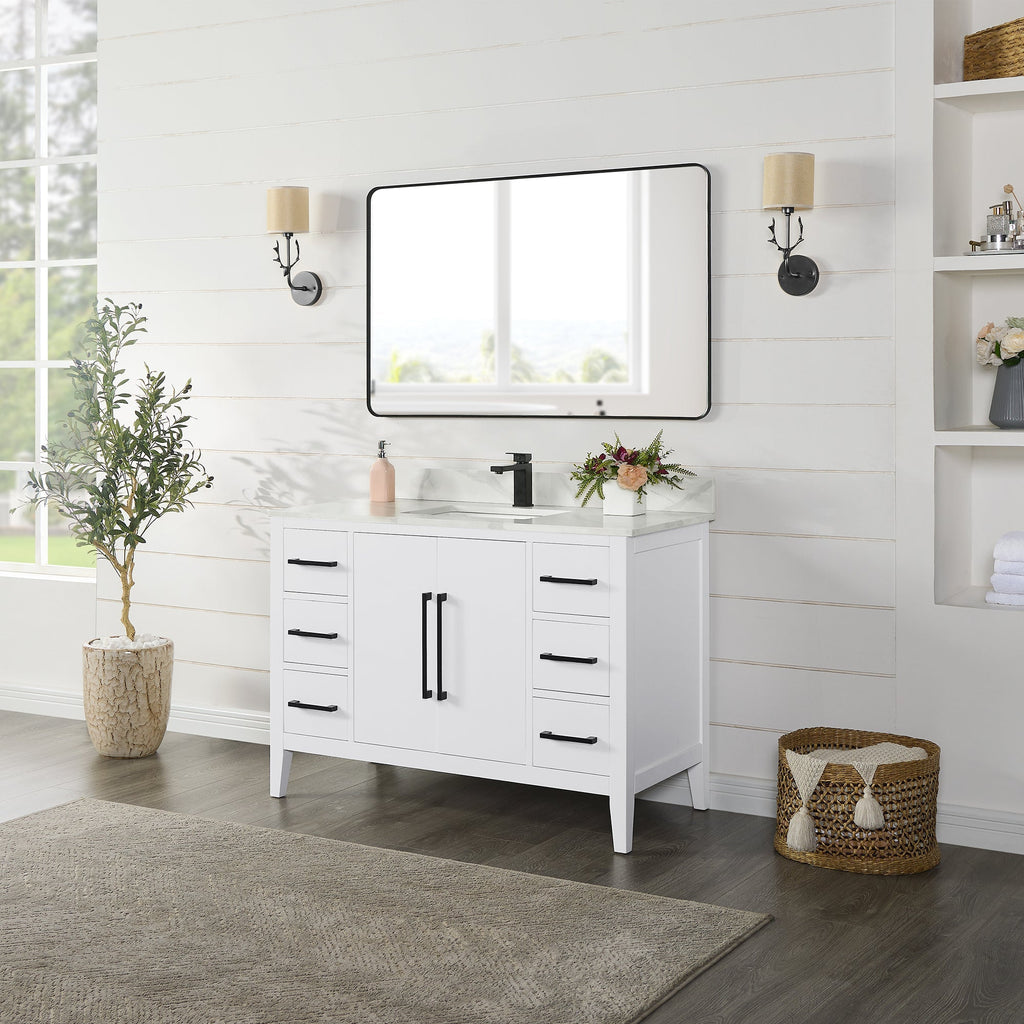 Altair Designs Laurel 48" single vanity with top - 558048-WH-CWQ-NM