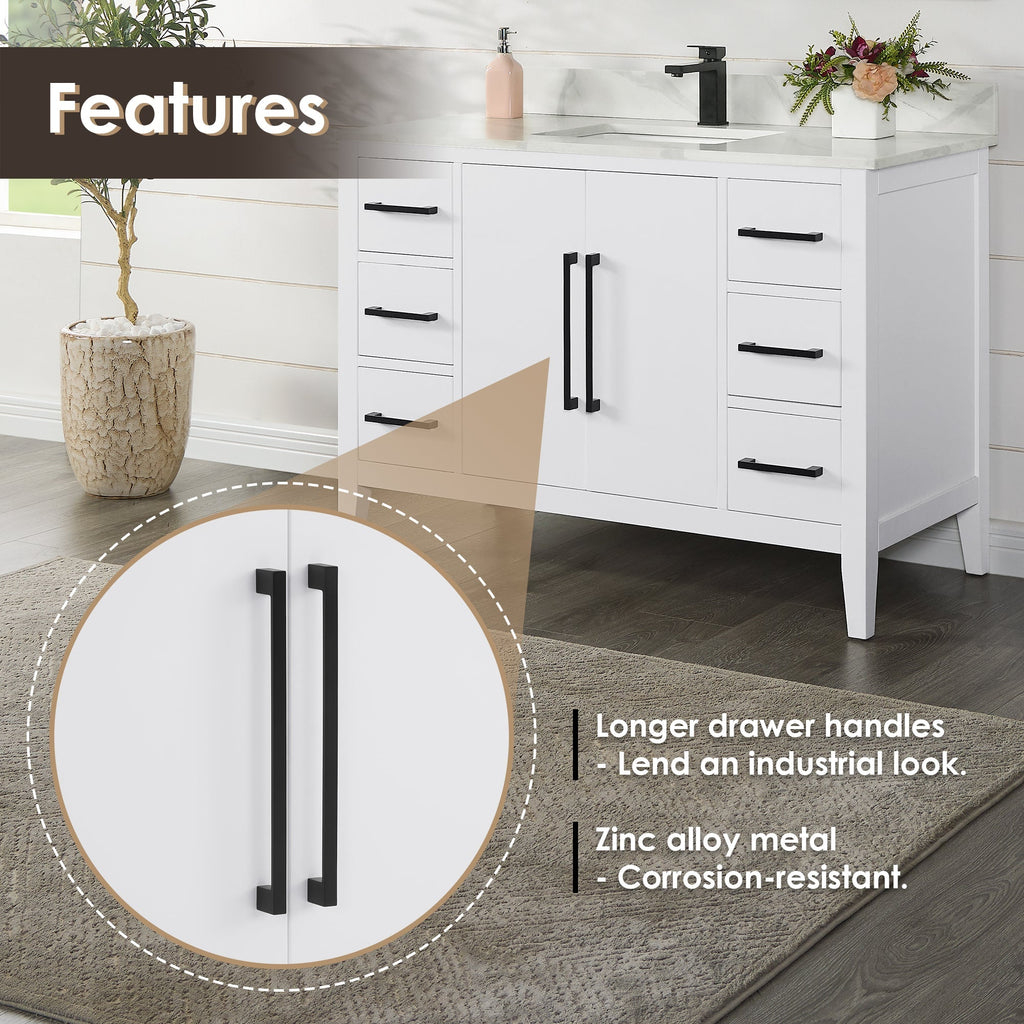 Altair Designs Laurel 48" single vanity with top - 558048-WH-CWQ-NM