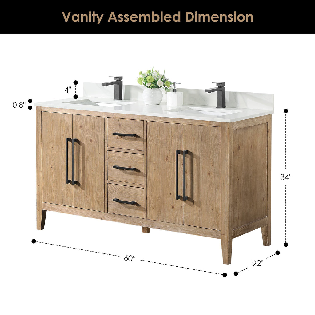 Altair Designs Laurel 60" double vanity with top - 558060-WF-CWQ-NM
