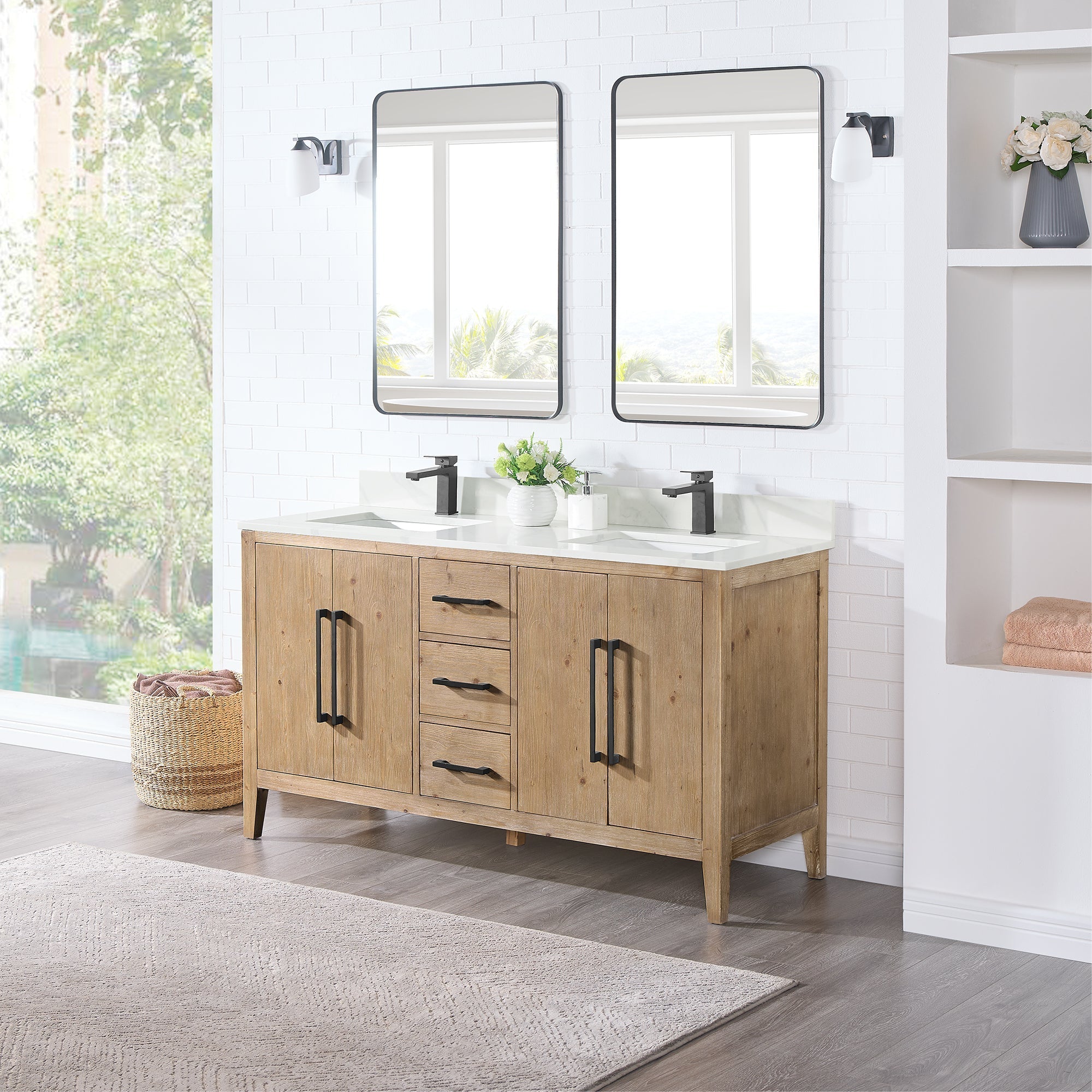 Altair Designs Laurel 60" double vanity with top - 558060-WF-CWQ-NM