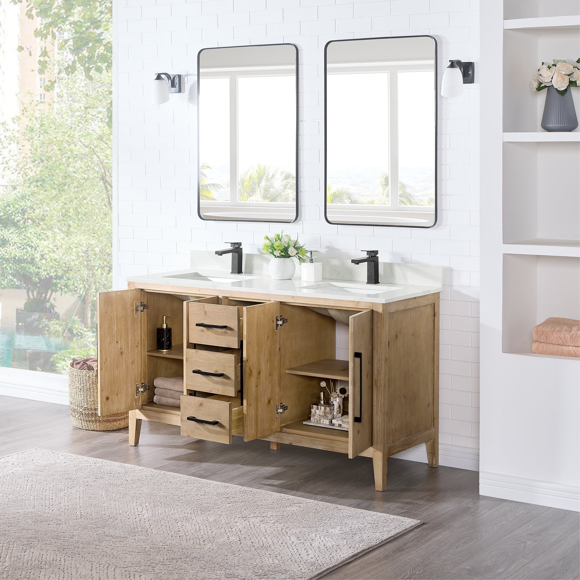 Altair Designs Laurel 60" double vanity with top - 558060-WF-CWQ-NM