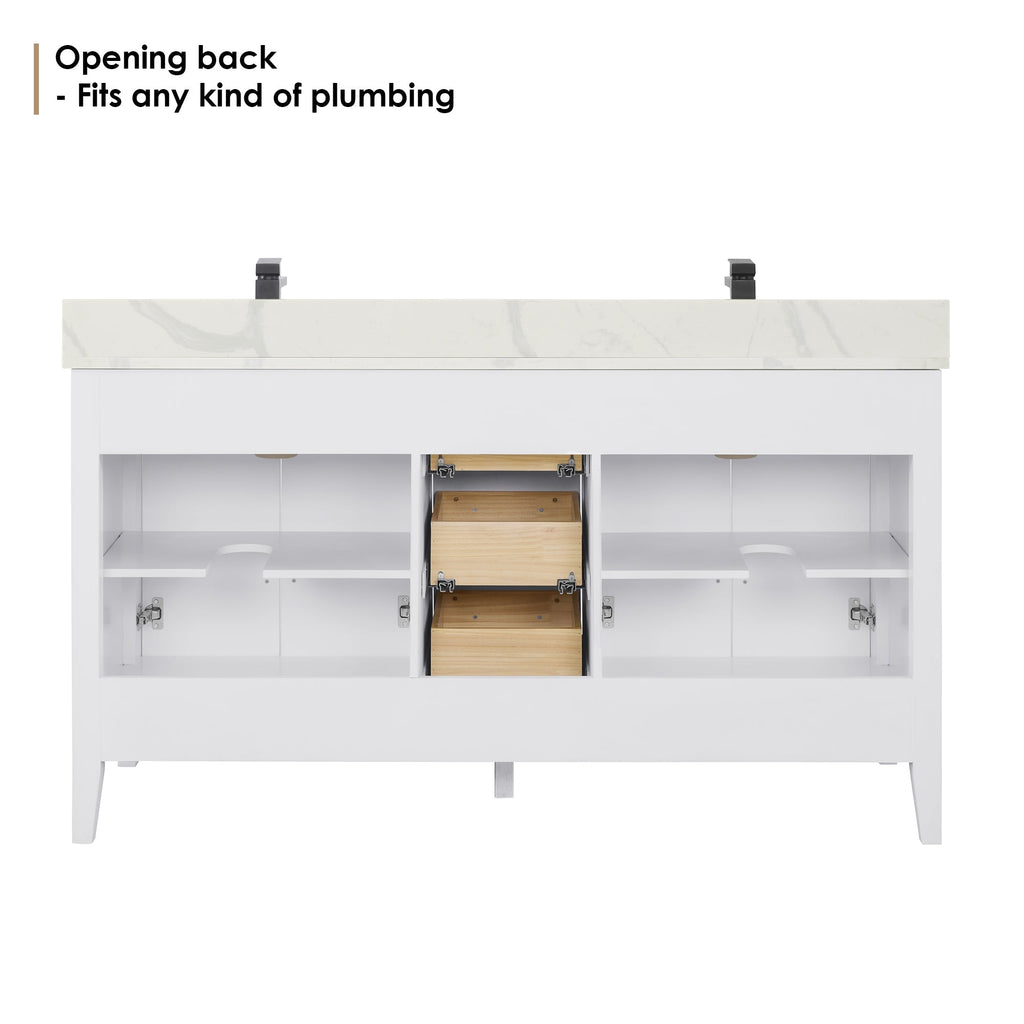 Altair Designs Laurel 60" double vanity with top - 558060-WF-CWQ-NM