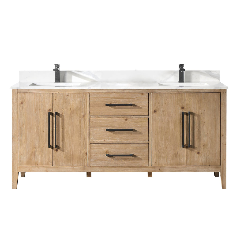 Altair Designs Laurel 72" double vanity with top - 558072-WH-CWQ-NM