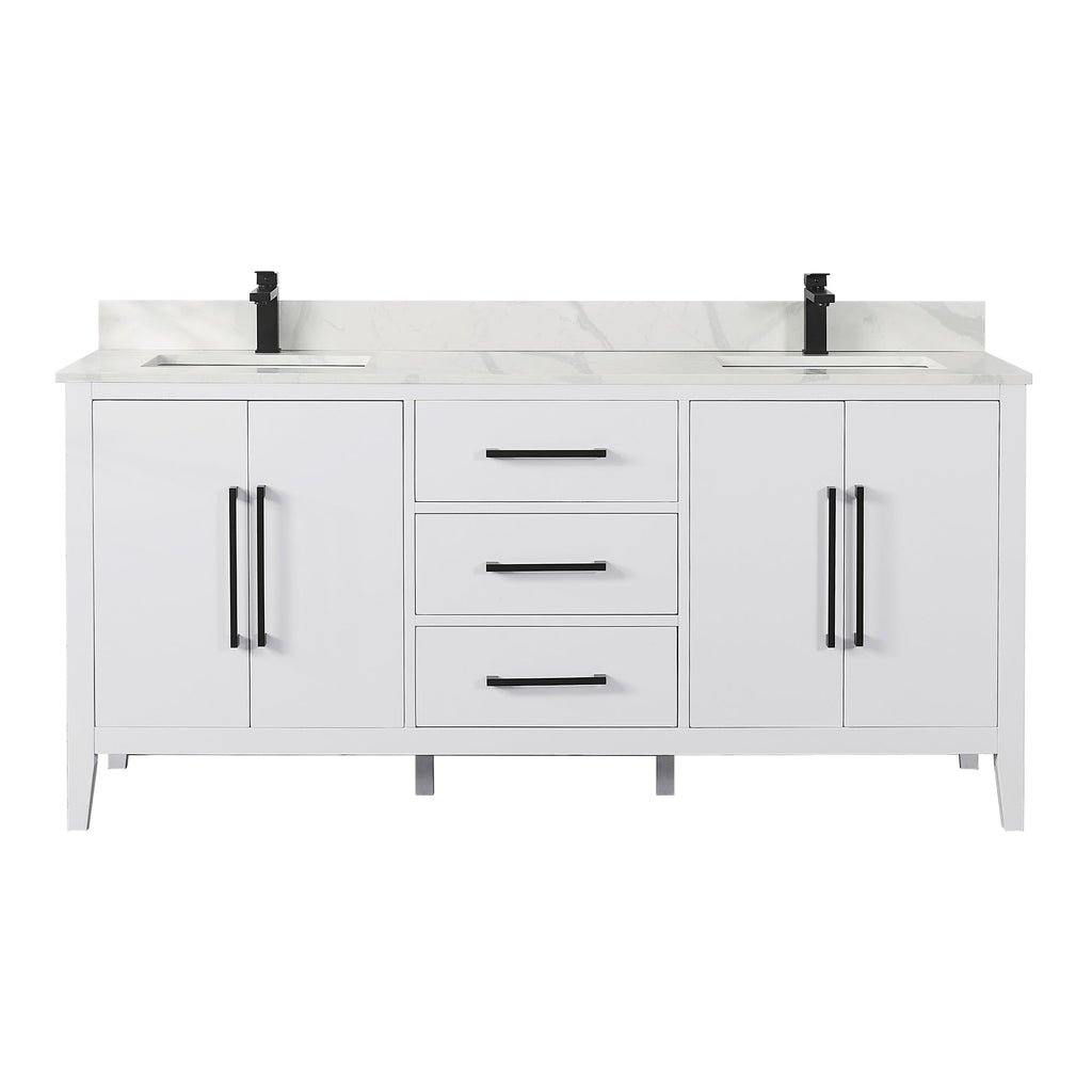 Altair Designs Laurel 72" double vanity with top - 558072-WH-CWQ-NM