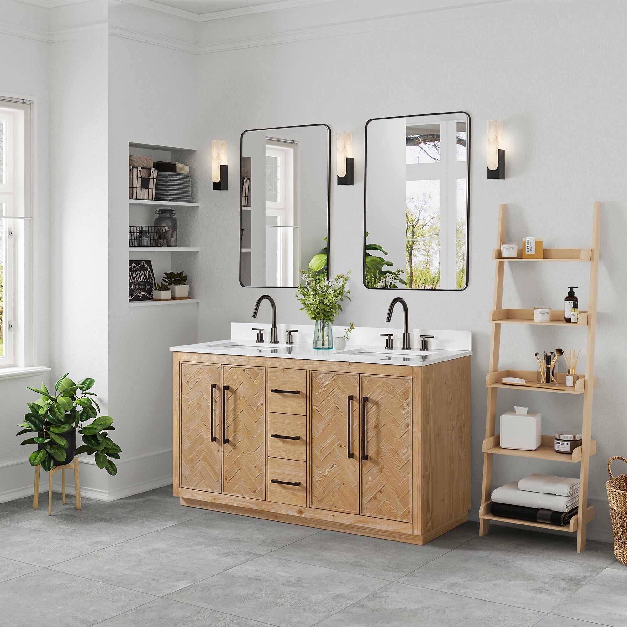 Altair Designs Bellavia 60" double vanity with top - 559060-WF-GW-NM