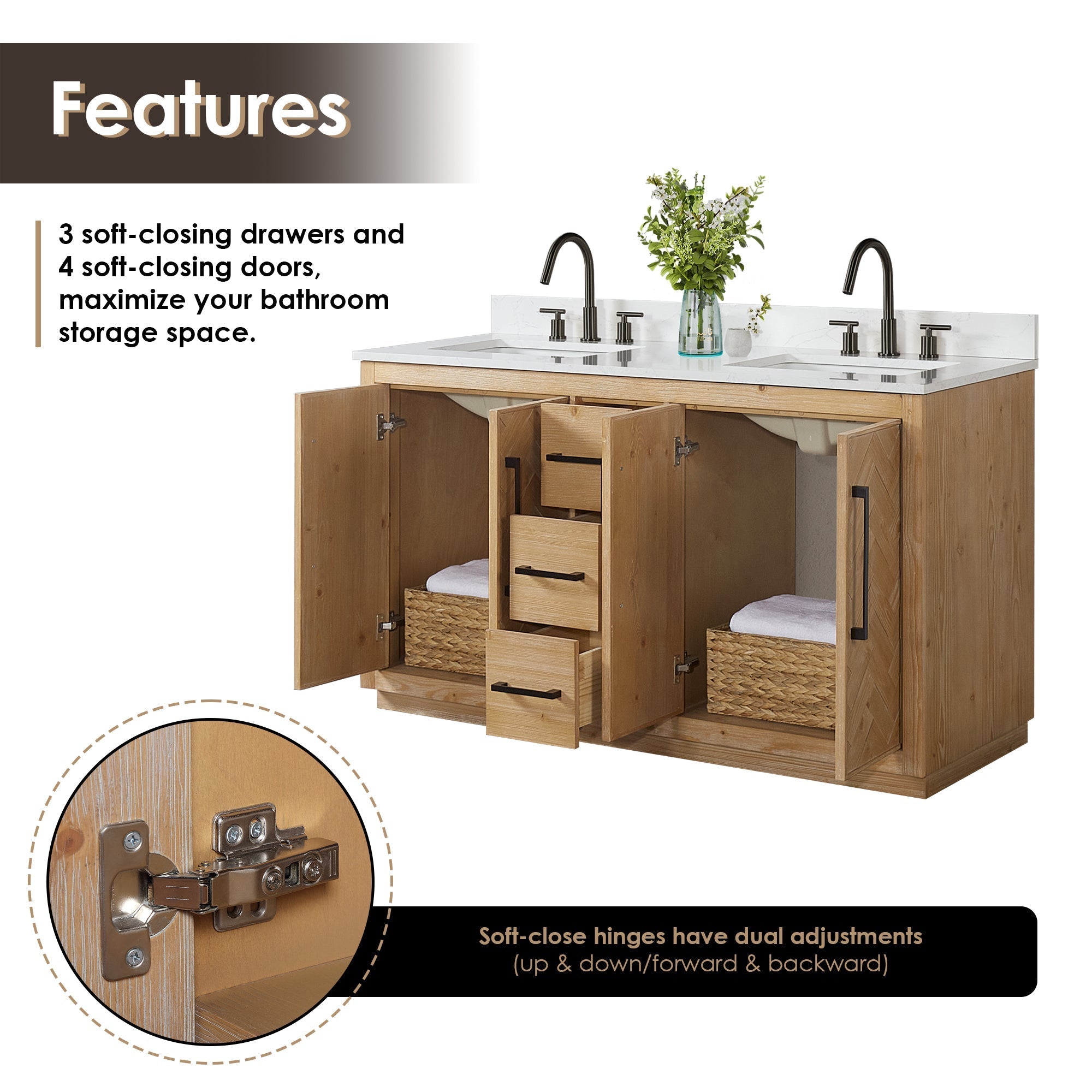 Altair Designs Bellavia 60" double vanity with top - 559060-WF-GW-NM