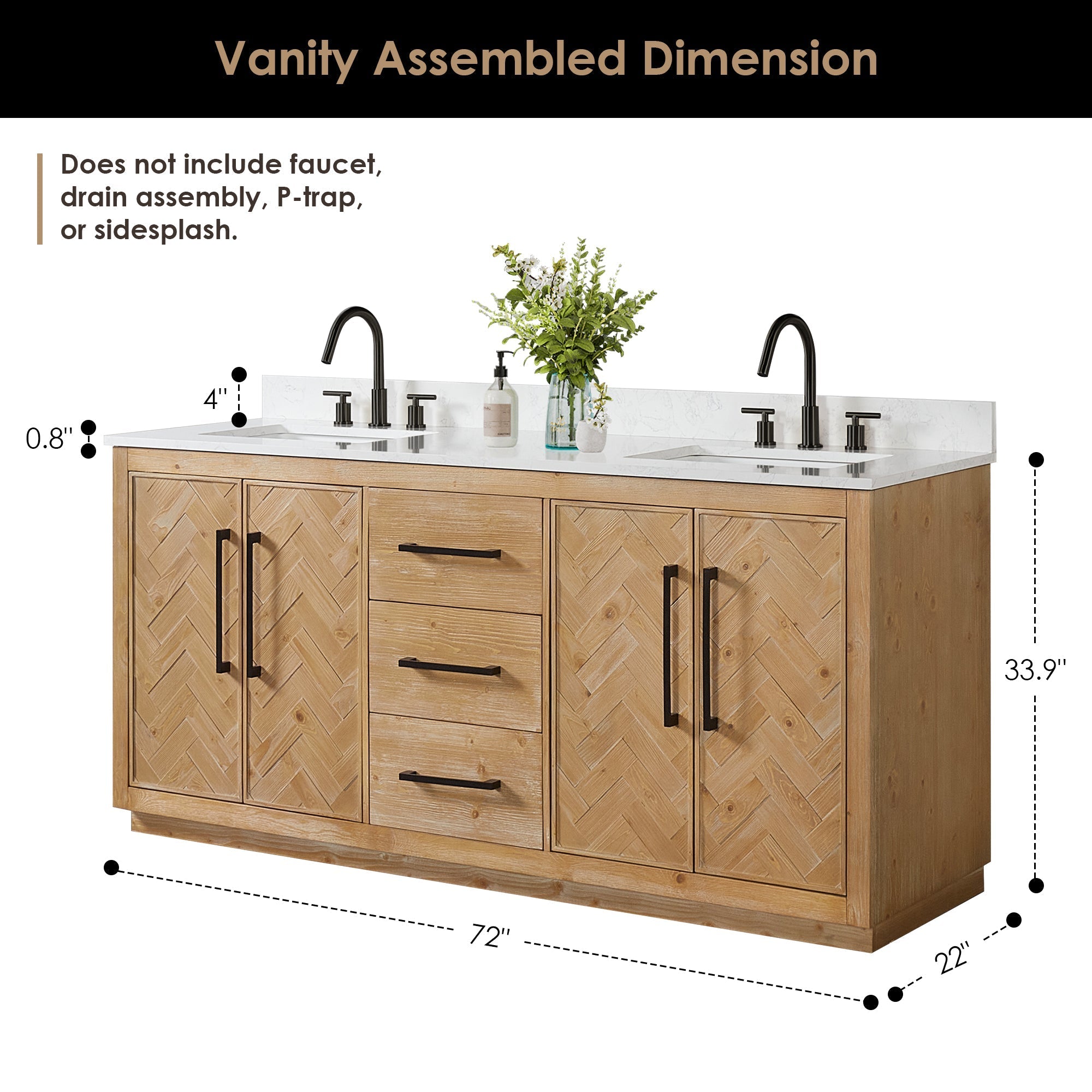Altair Designs Bellavia 72" double vanity with top - 559072-WF-GW-NM