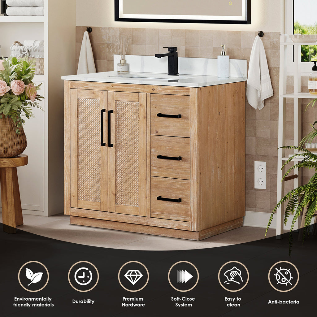 Altair Designs 36" single vanity with top - 561036-LB-CWQ-NM