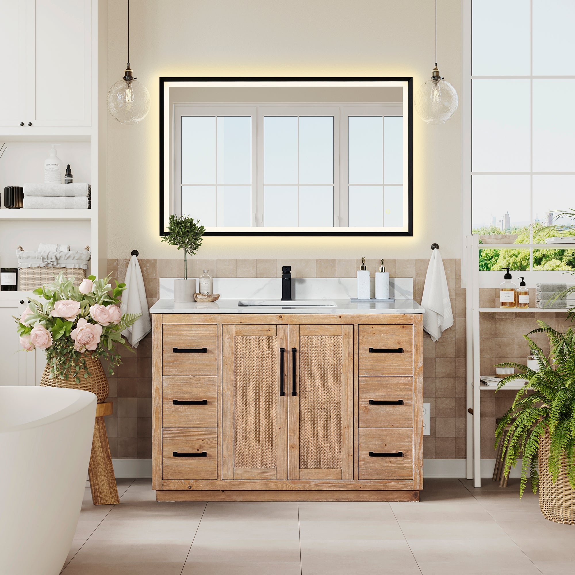 Altair Designs 48" single vanity with top - 561048-LB-CWQ-NM