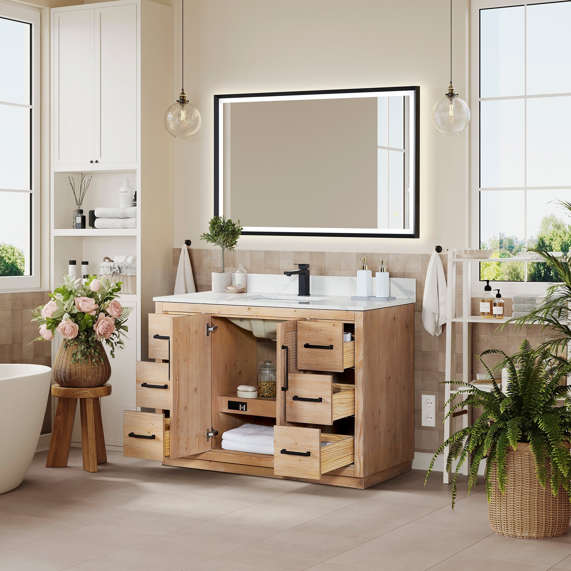 Altair Designs 48" single vanity with top - 561048-LB-CWQ-NM