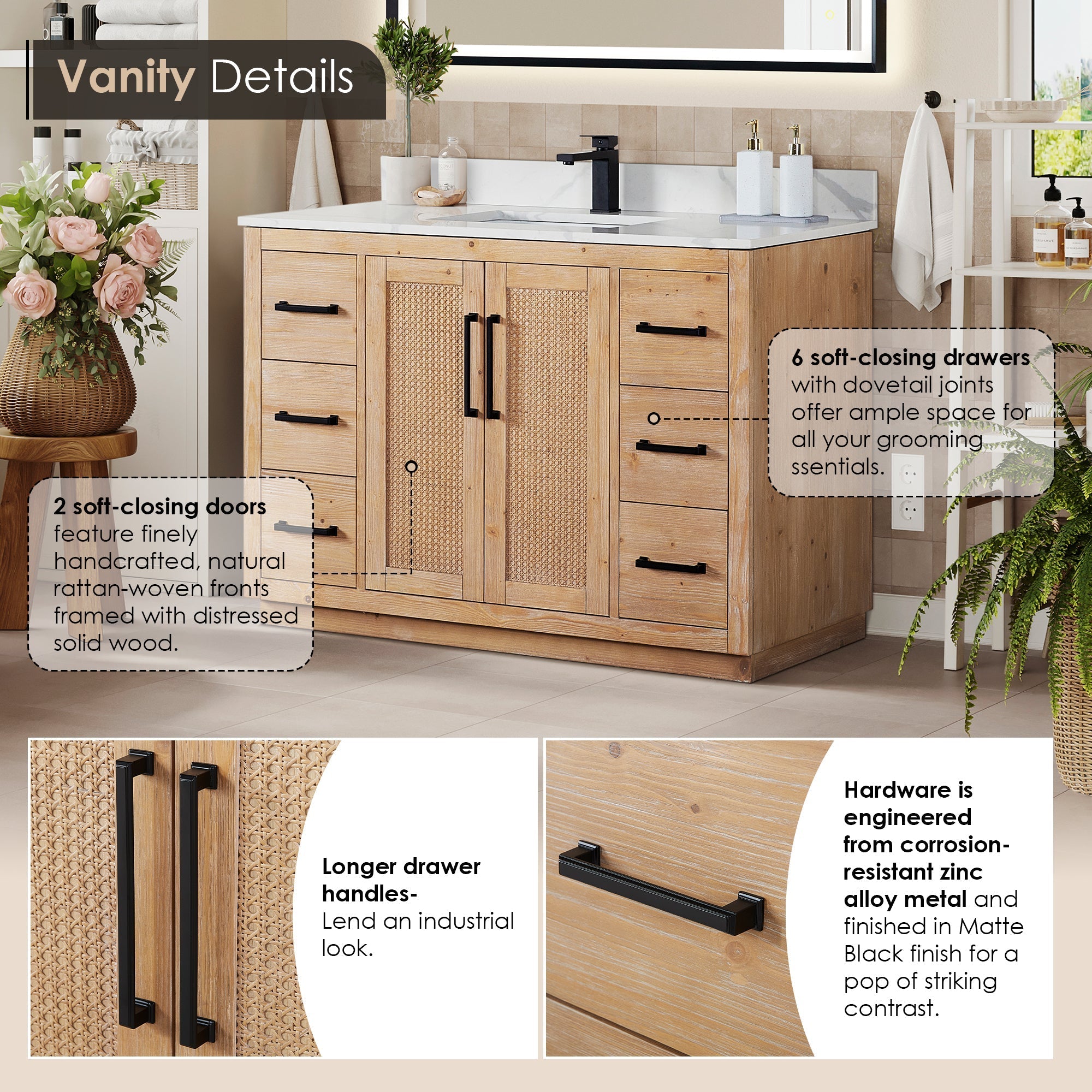 Altair Designs 48" single vanity with top - 561048-LB-CWQ-NM