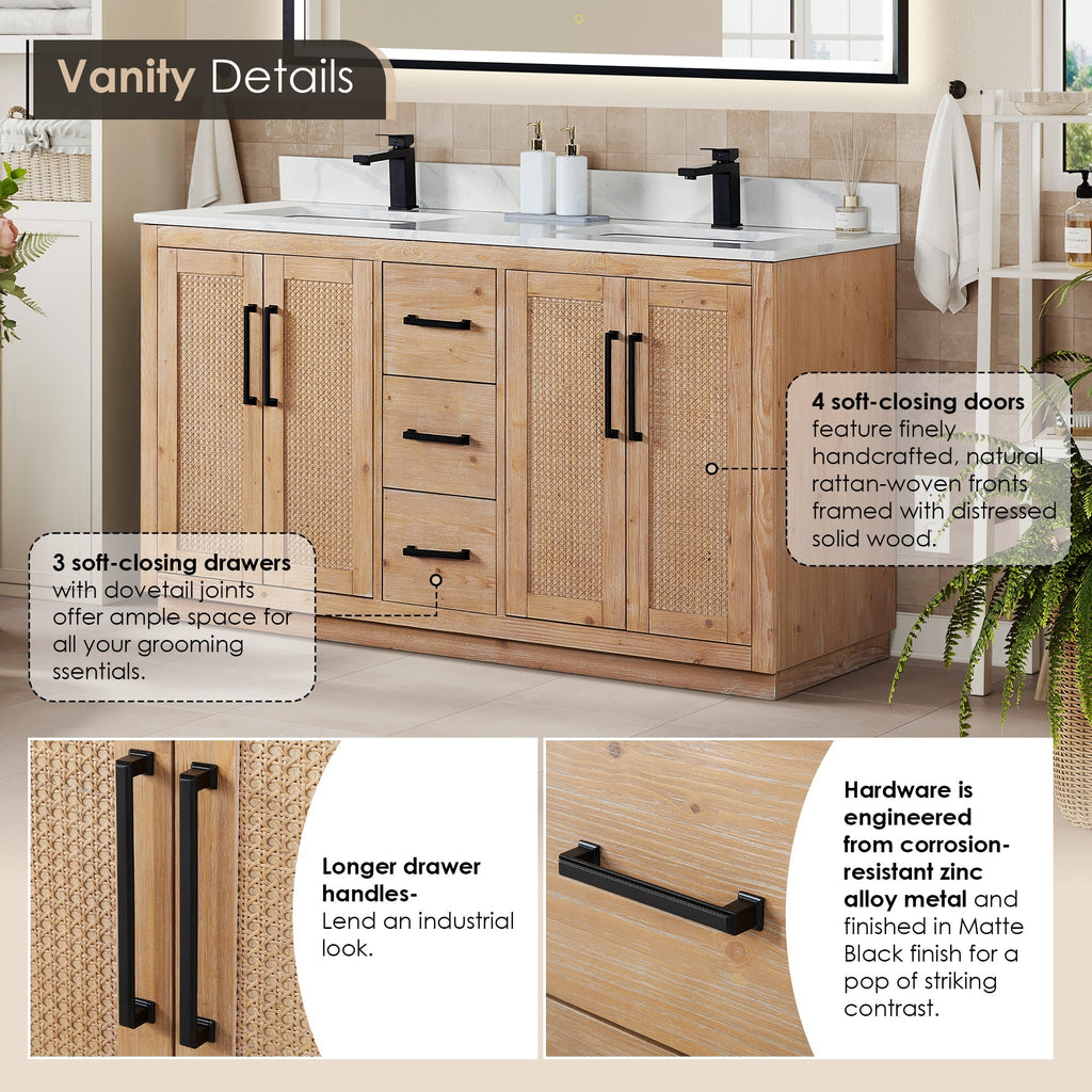 Altair Designs 60" double vanity with top - 561060-LB-CWQ-NM
