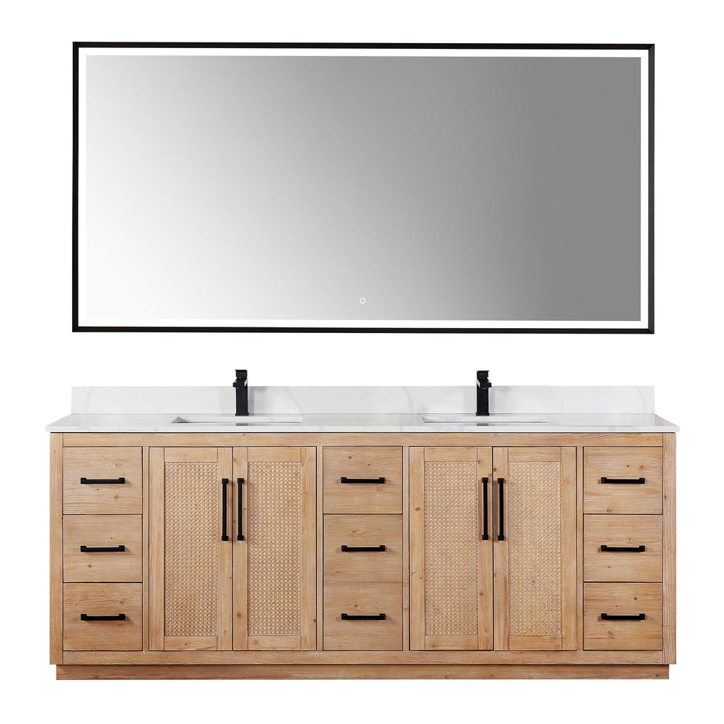 Altair Designs Floral 84" double vanity with top - 561084-LB-CWQ-NM