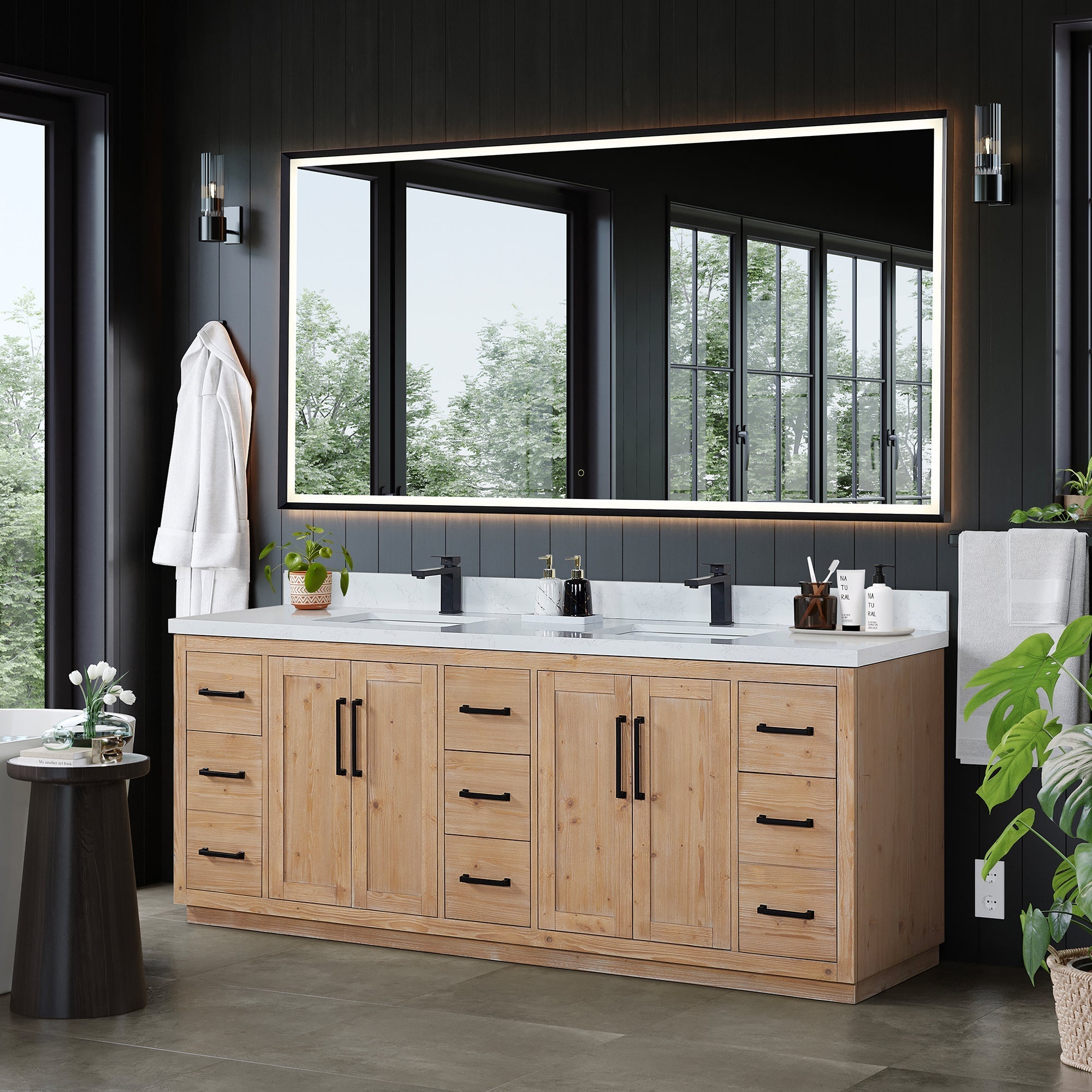 Altair Designs Cicero 84" double vanity with top - 562084-LB-GW-NM