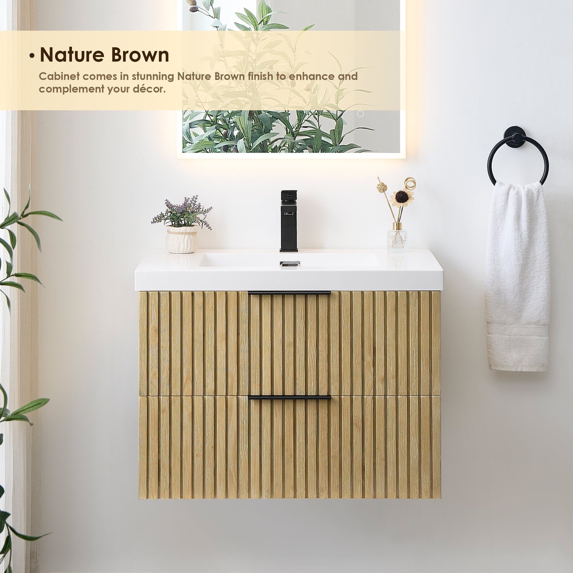 Altair Designs Livia 30" single vanity with top - 563030-NB-WH-NM