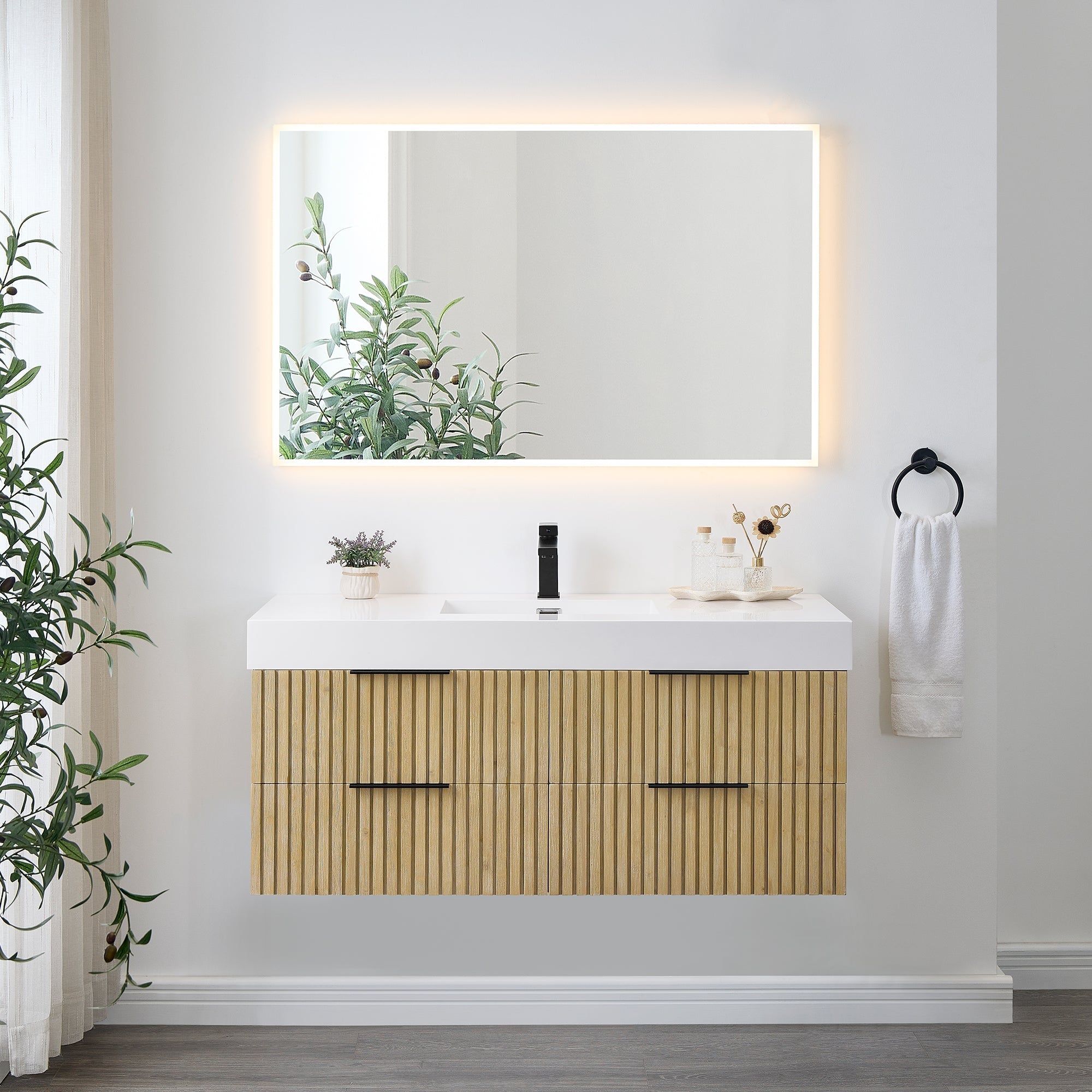 Altair Designs 48" single vanity with top - 563048-NB-WH-NM
