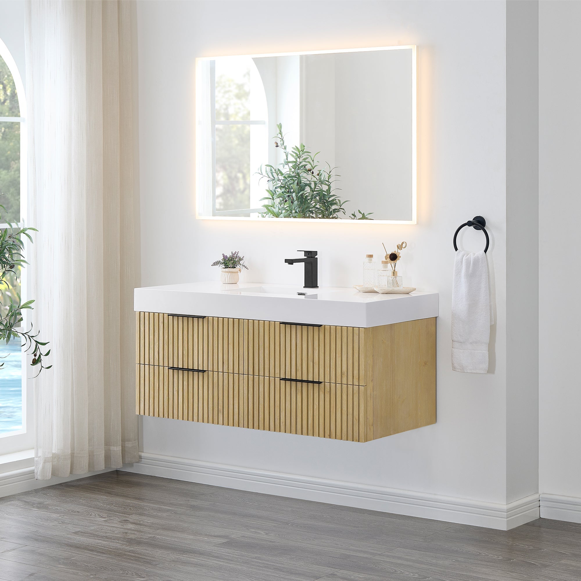 Altair Designs 48" single vanity with top - 563048-NB-WH-NM