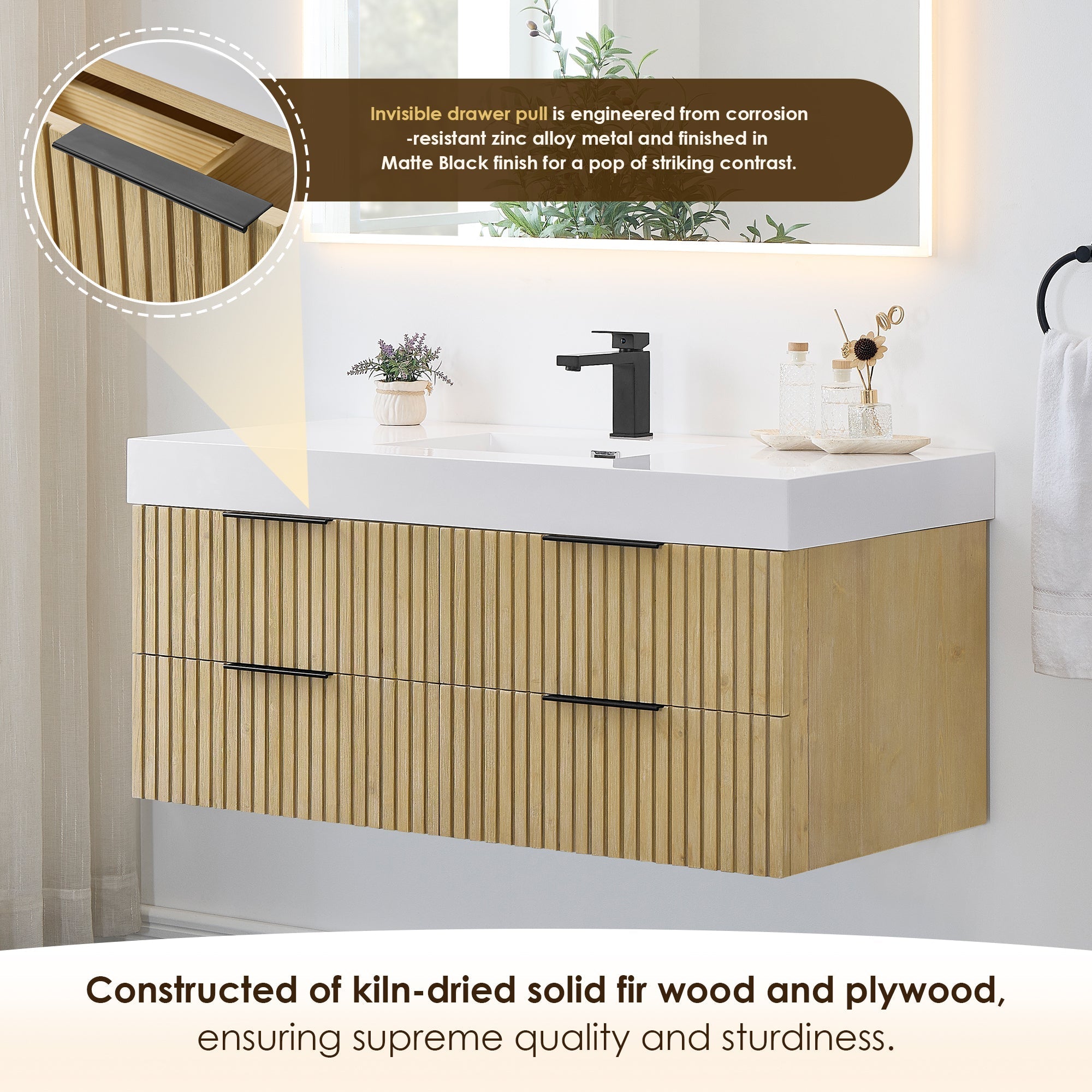 Altair Designs 48" single vanity with top - 563048-NB-WH-NM
