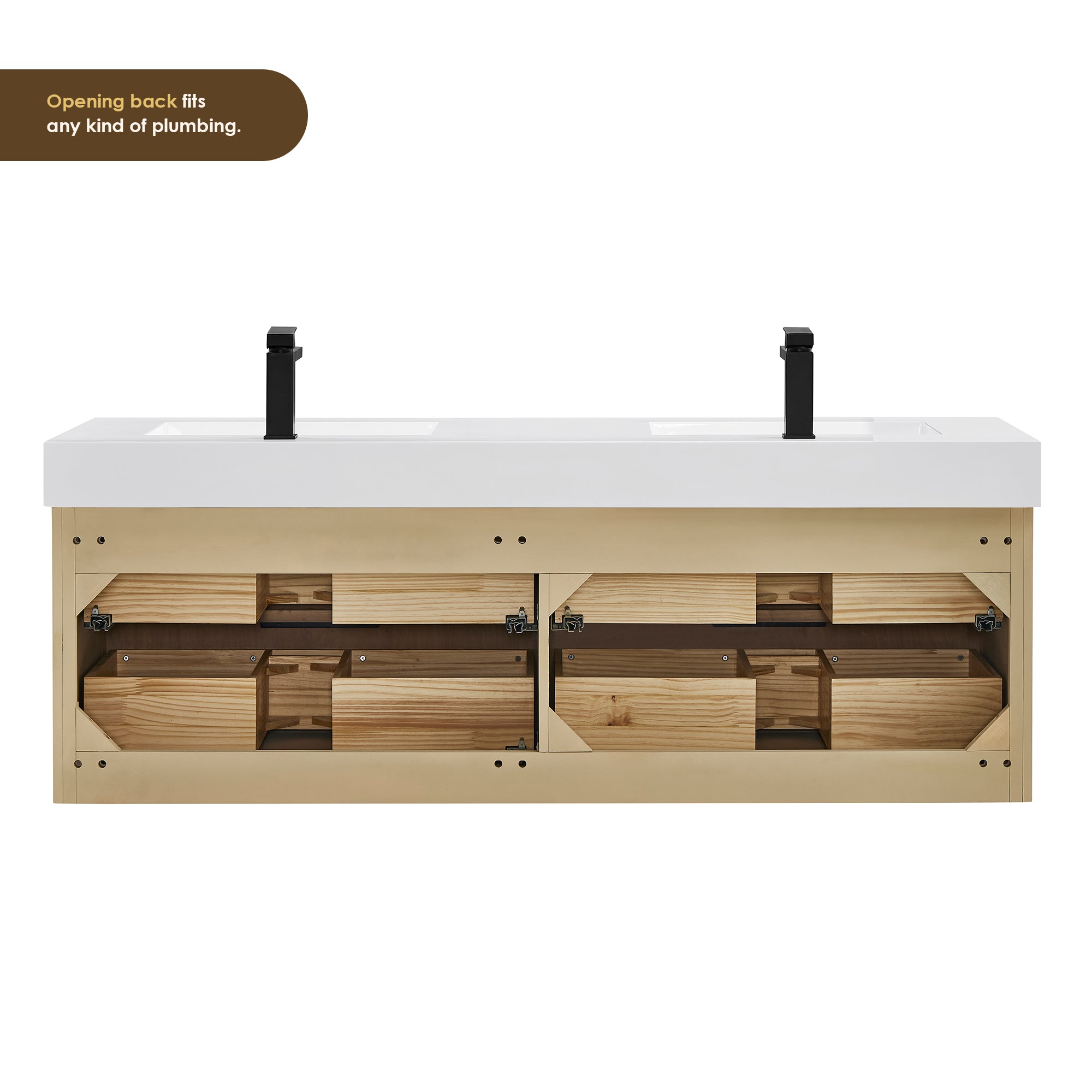 Altair Designs 60" double vanity with top  - 563060-NB-WH-NM