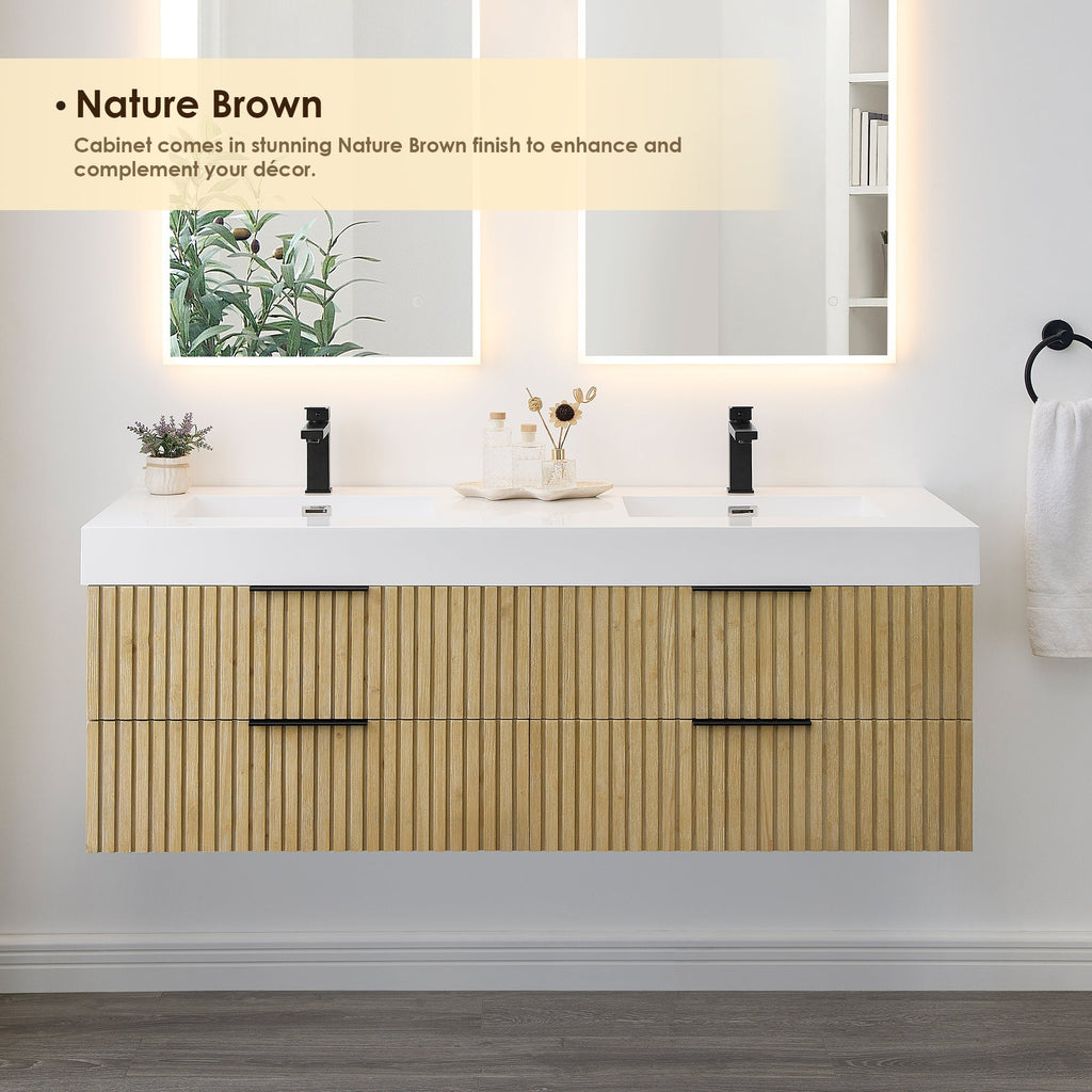 Altair Designs 60" double vanity with top  - 563060-NB-WH-NM