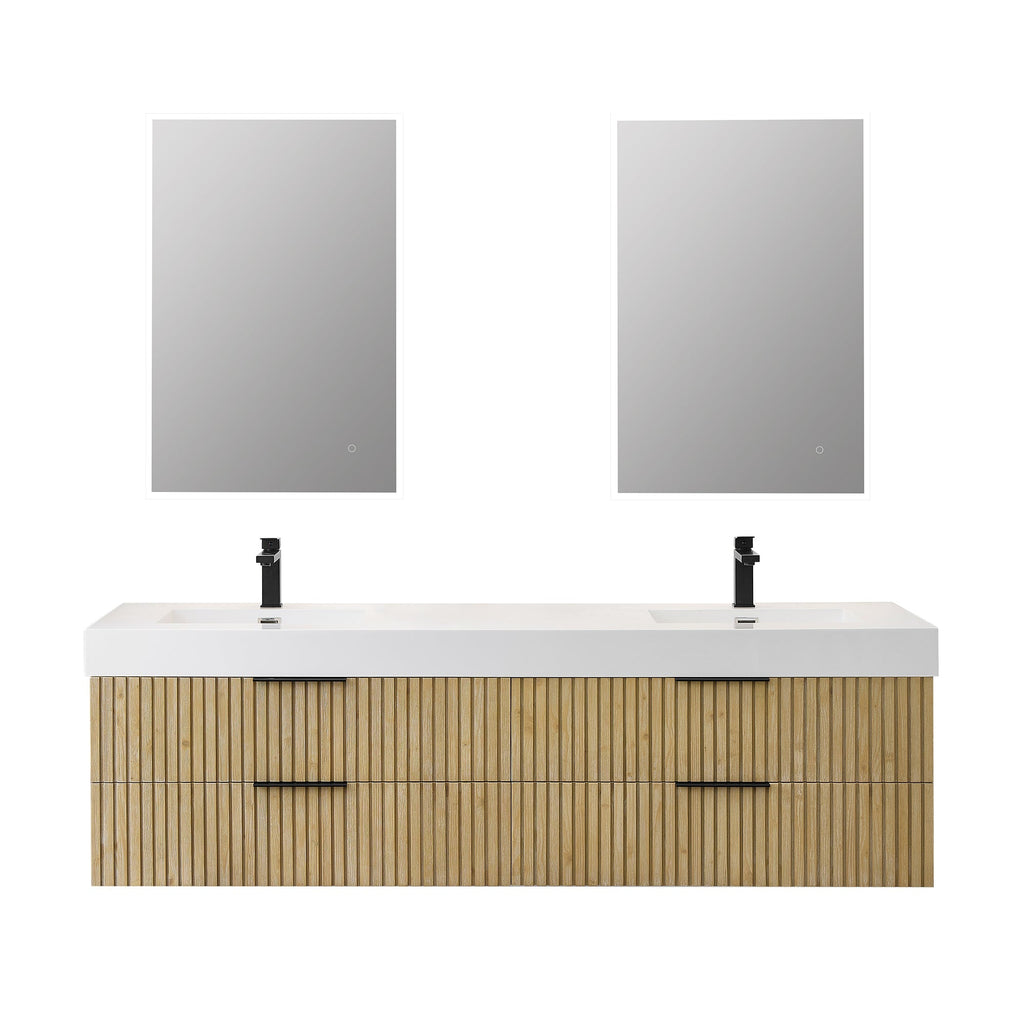 Altair Designs 72" double vanity with top - 563072-NB-WH-NM