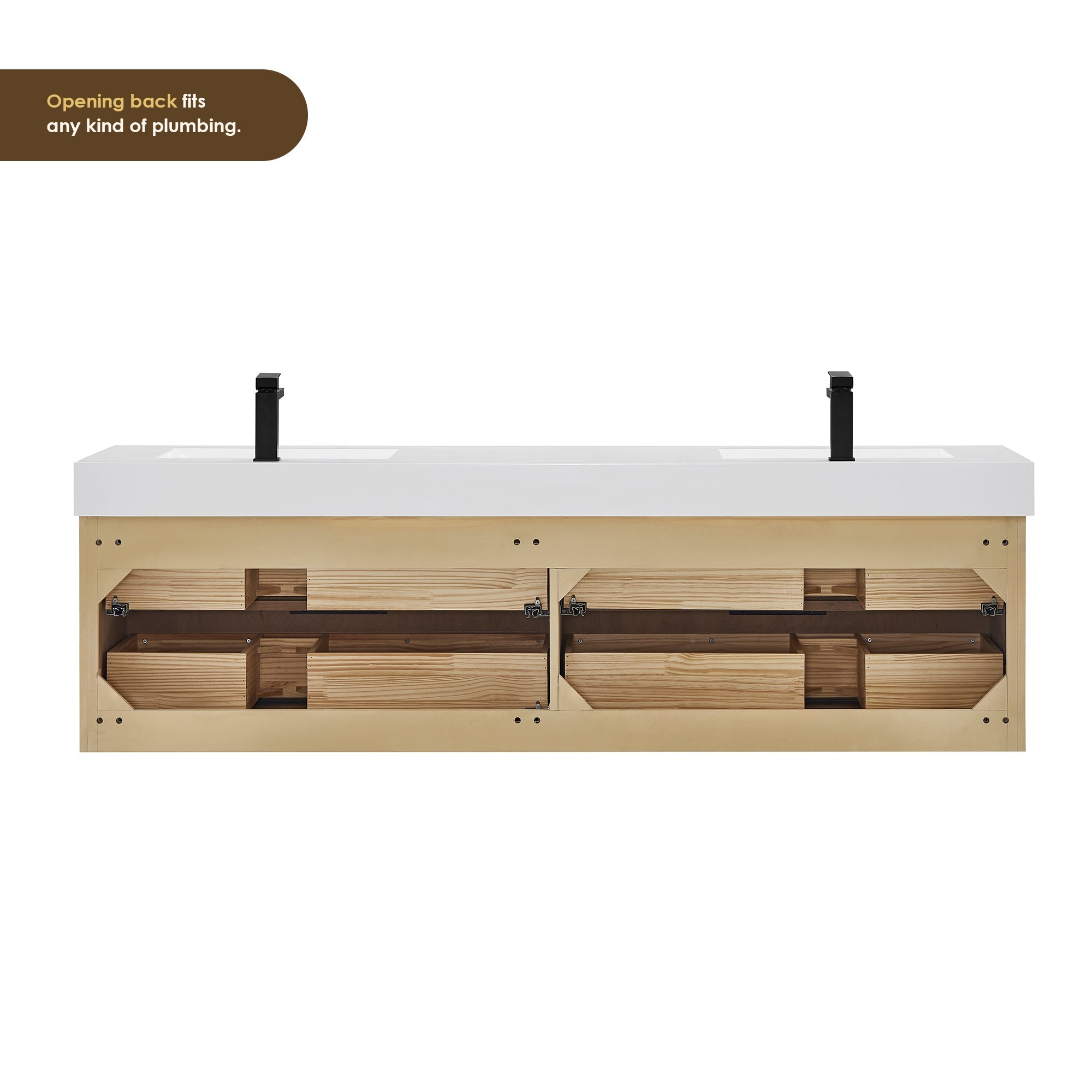 Altair Designs 72" double vanity with top - 563072-NB-WH-NM