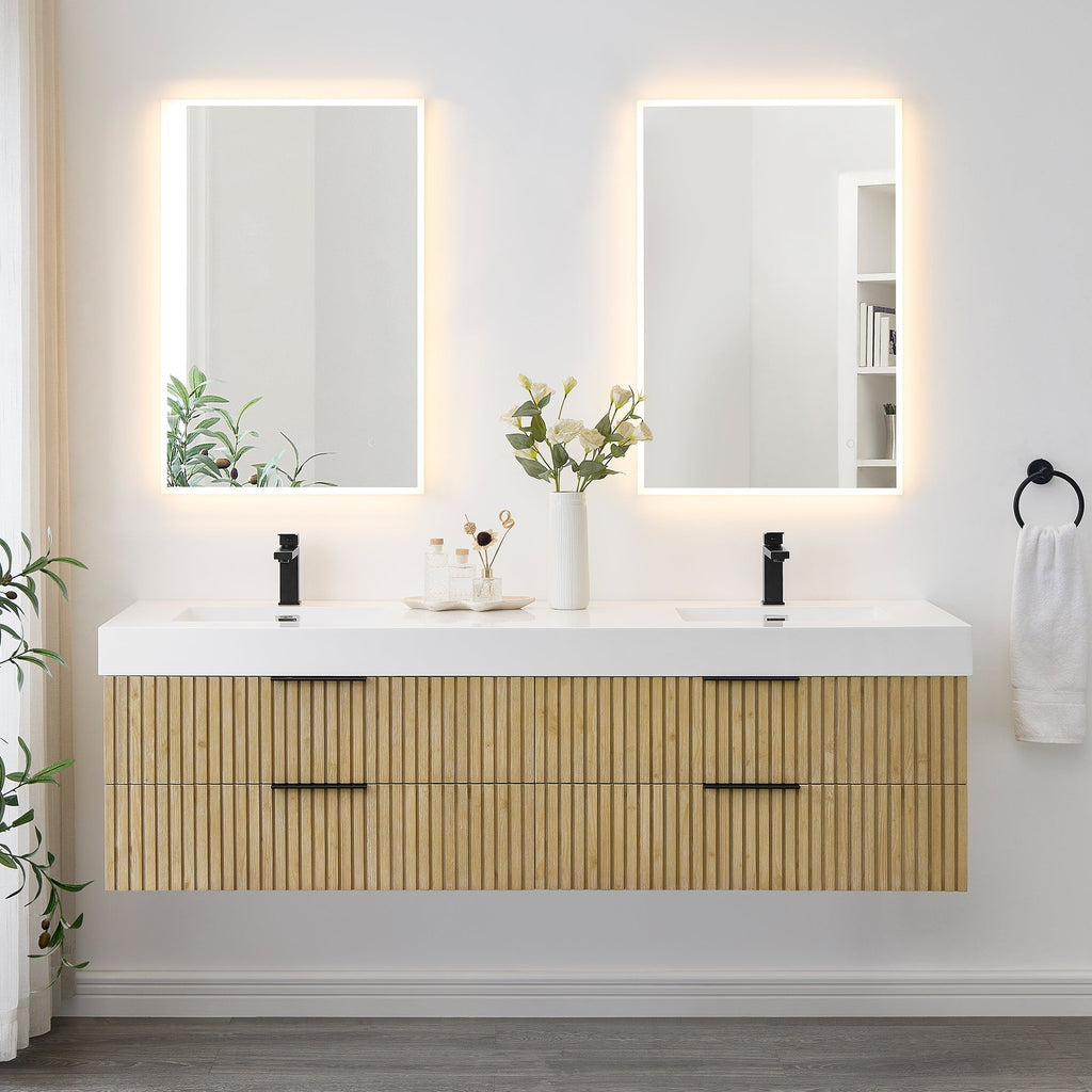 Altair Designs 72" double vanity with top - 563072-NB-WH-NM