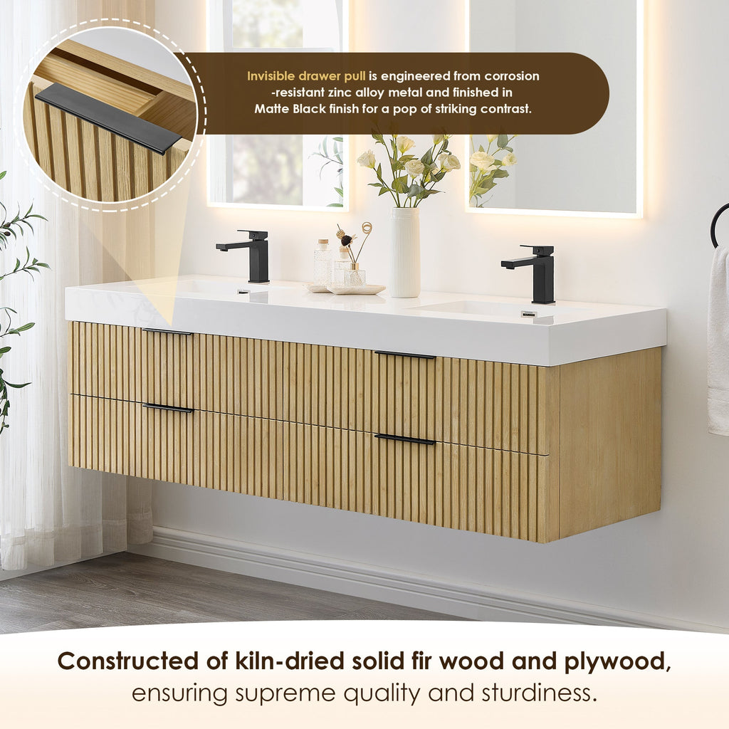 Altair Designs 72" double vanity with top - 563072-NB-WH-NM