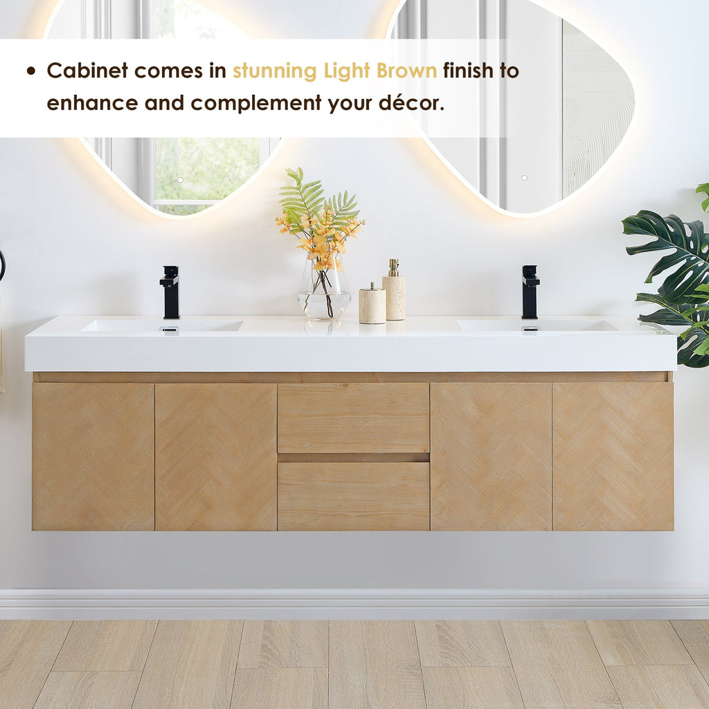 Altair Designs 72" double vanity with top - 564072-LB-WH-NM