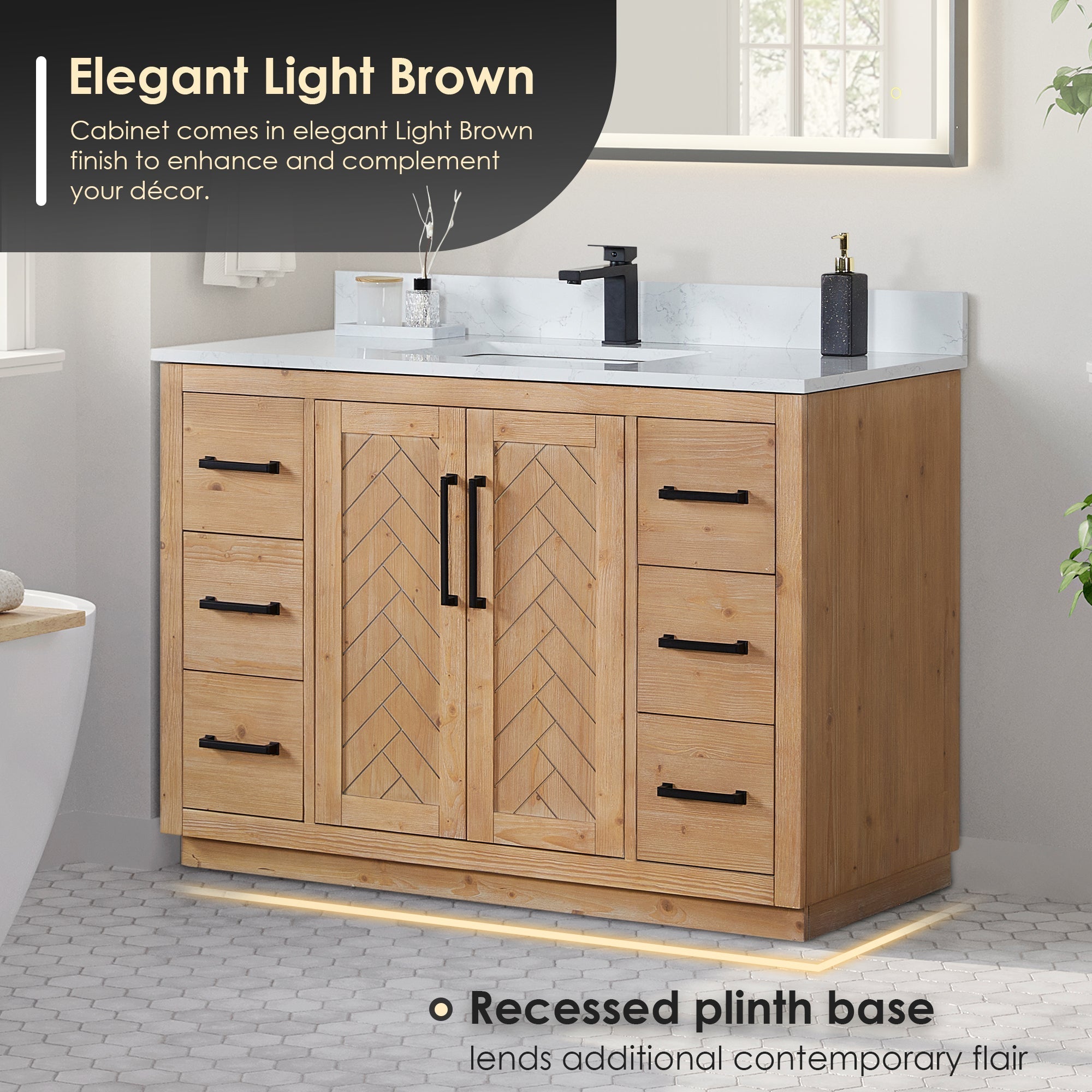 Altair Designs Anais 48" single vanity with top - 565048-LB-GW-NM