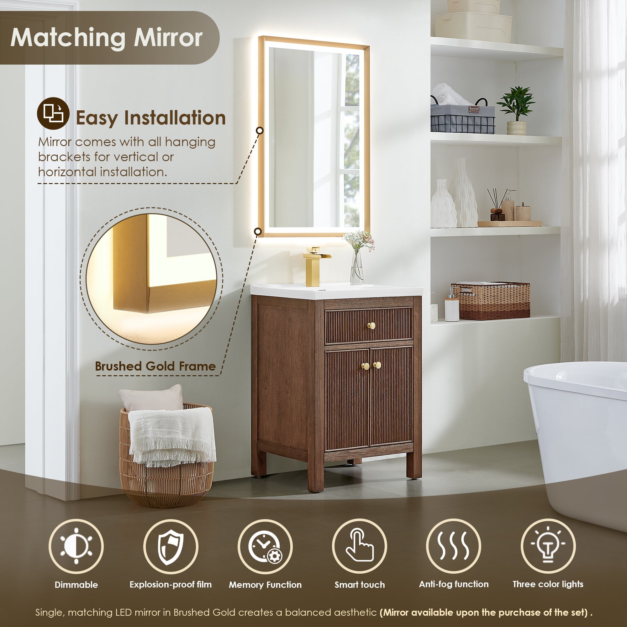 Altair Designs Cerrito 24" single vanity with top - 567024-BK-WH-NM